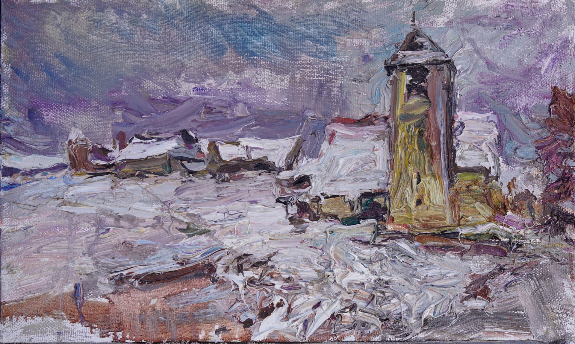 "Church at Chassignelles" original oil painting by Ulrich Gleiter