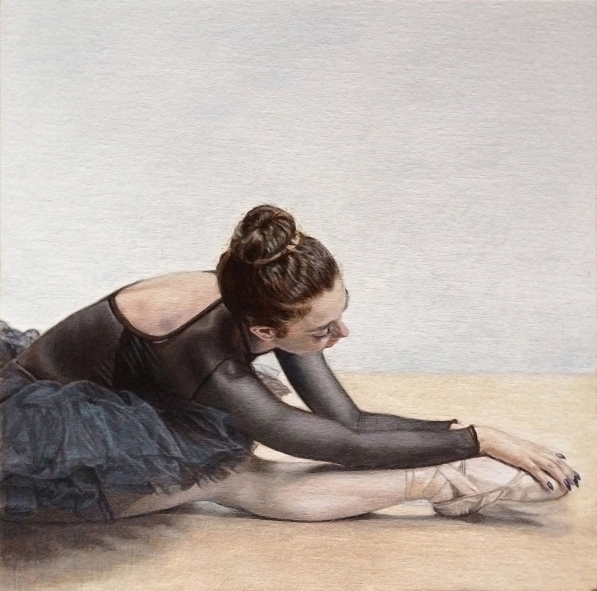 Ballerina in Black on White Background by Vlasta Smola
