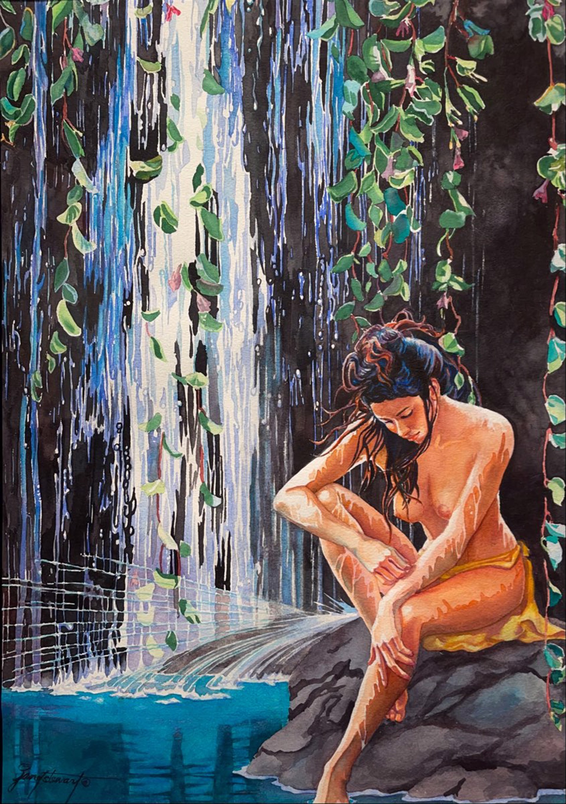 Girl by the Waterfall by Janet Stewart