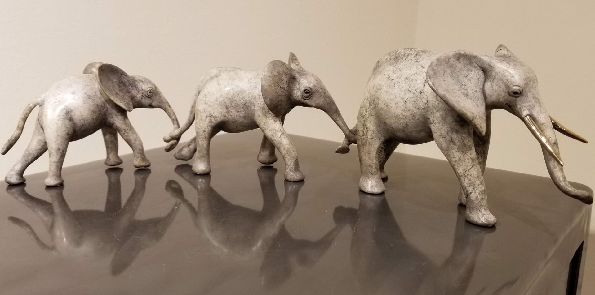 Elephant Family of Three - Silver Gray by Brian Arthur (1935-2022)