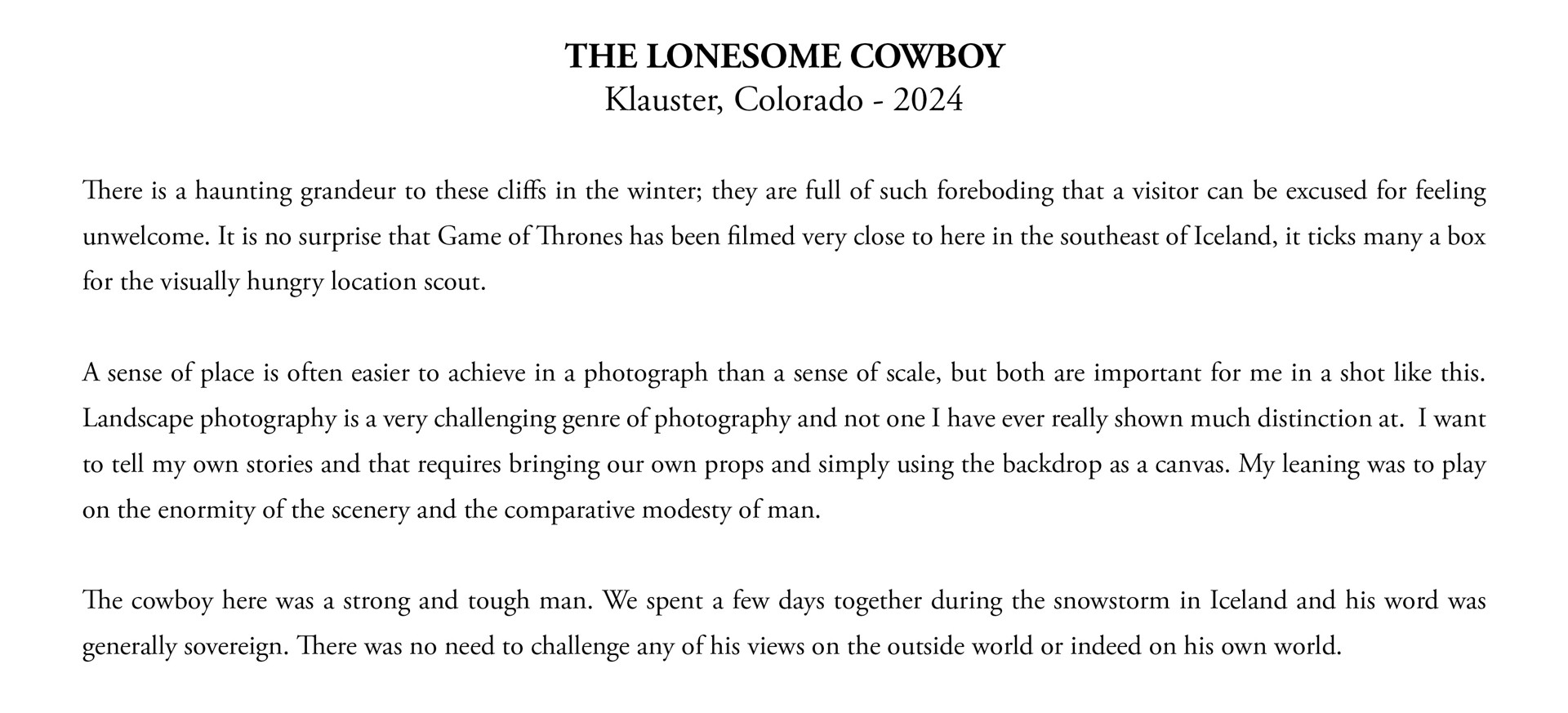 The Lonesome Cowboy by David Yarrow