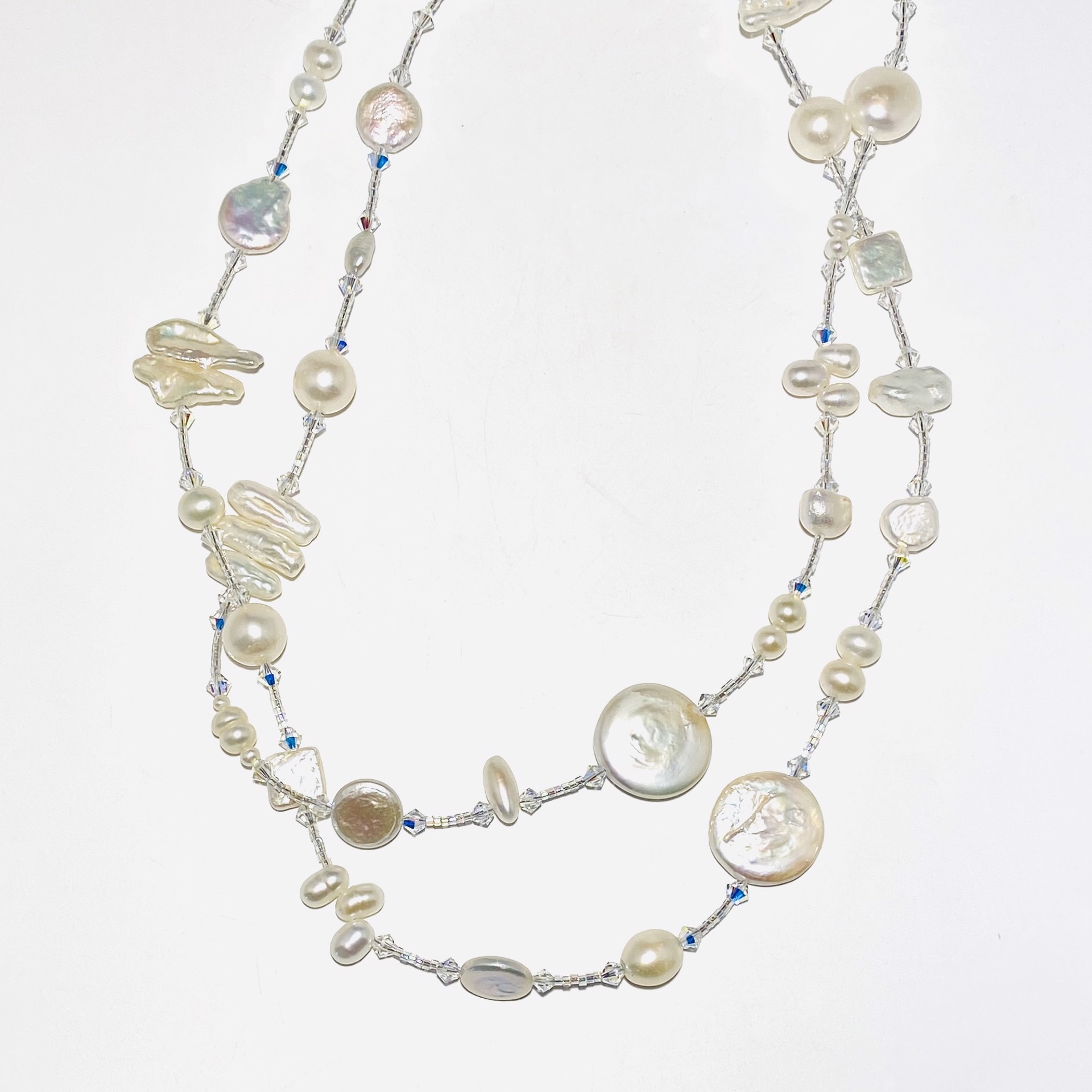 White Pearl 42” Stiletto  Necklace SHOSH23-5 by Shoshannah Weinisch