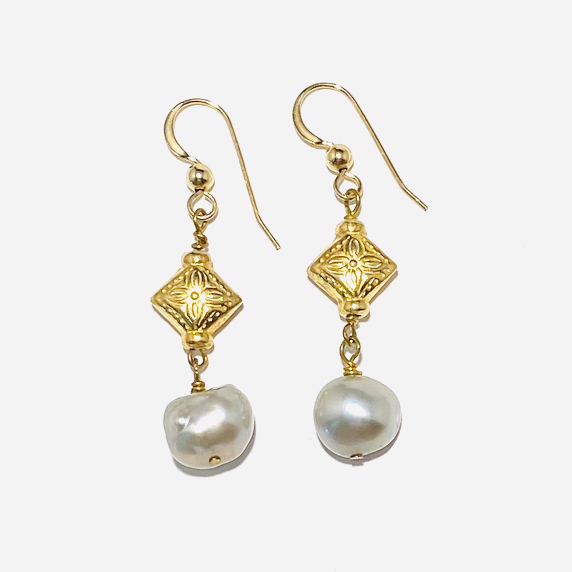 Round Grey Pearl, GF Bead Earrings LR23-26 by Legare Riano