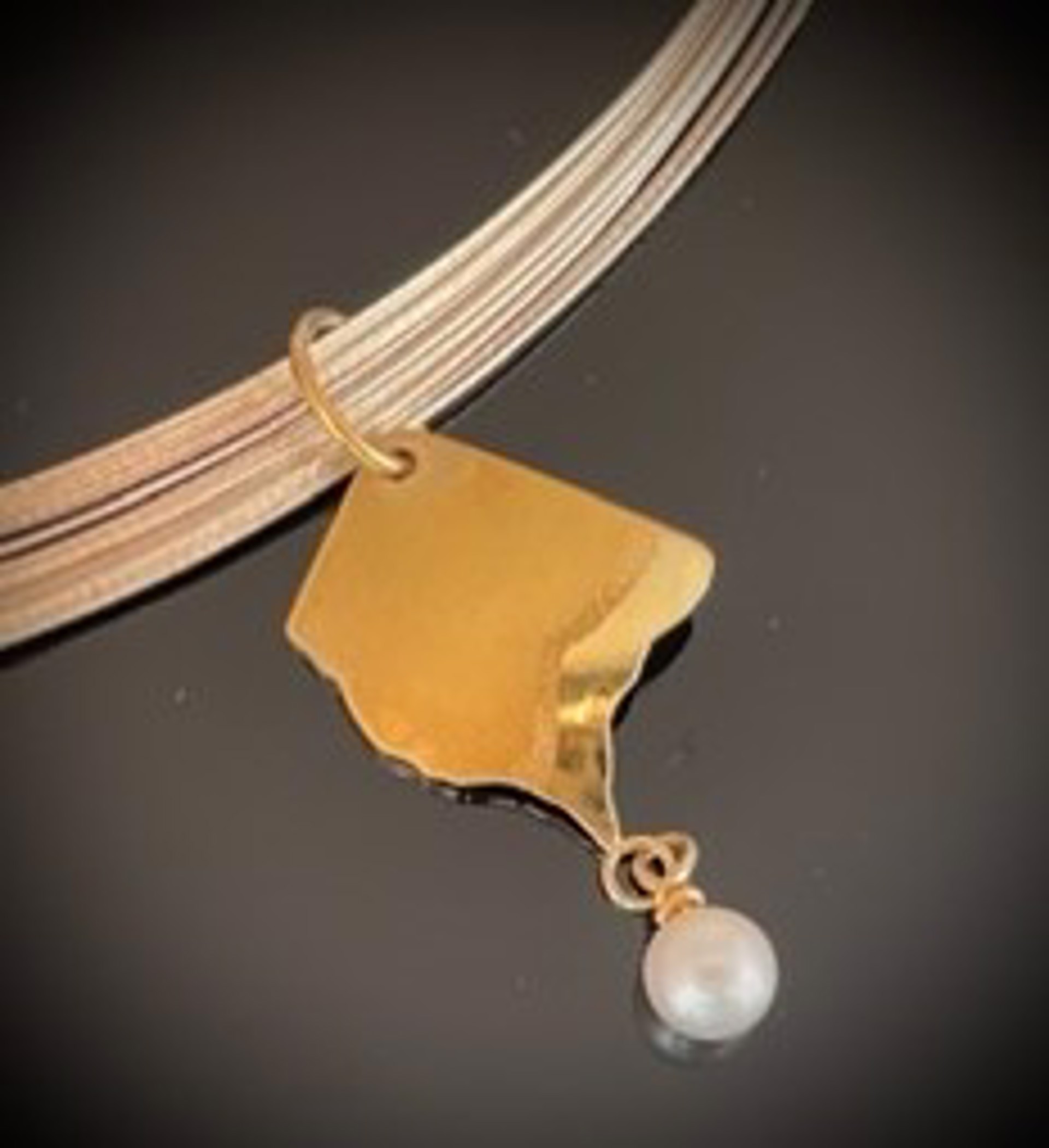 Distant Planets Neckpiece with White Pearl by Celest Michelotti