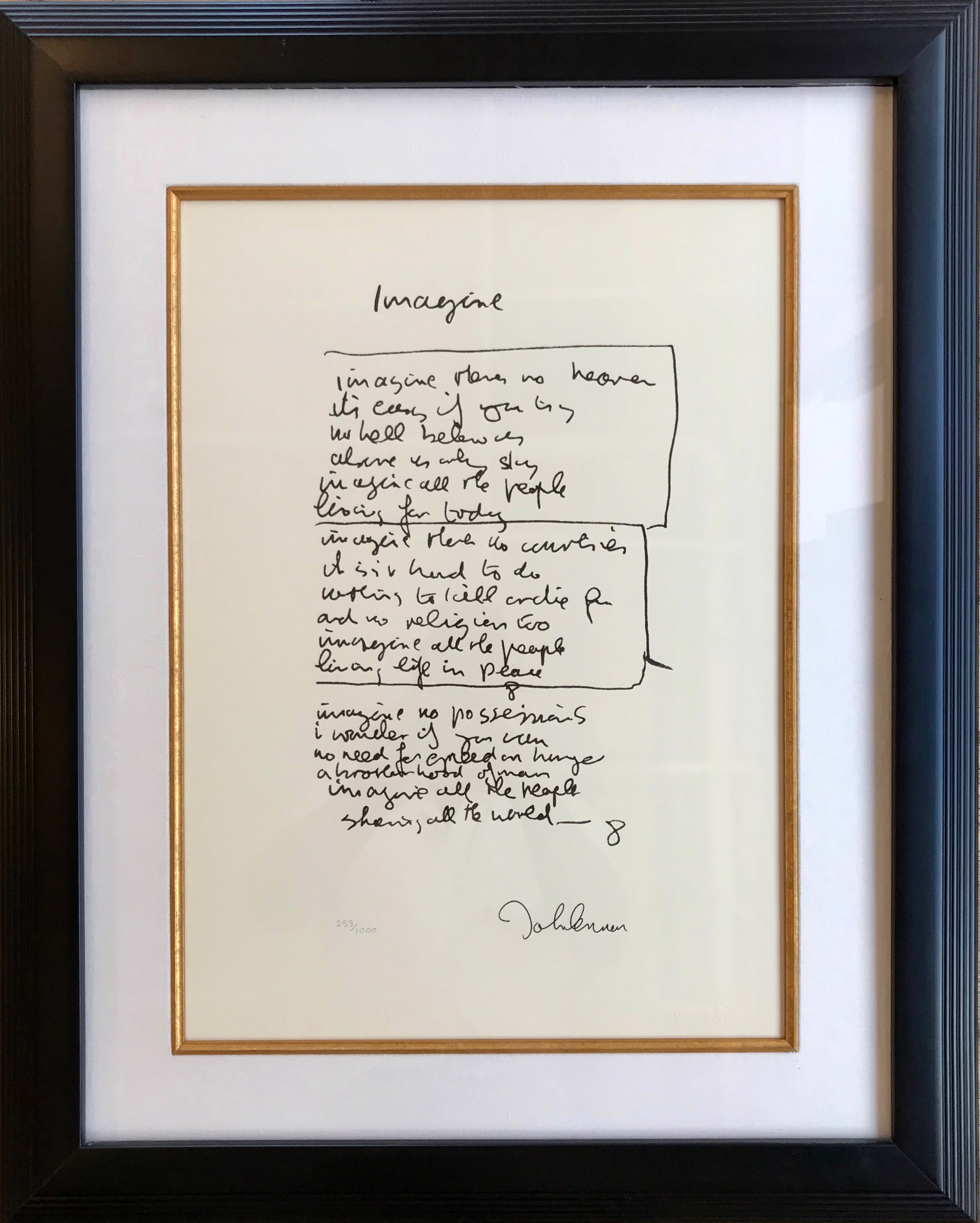 Imagine Framed Lyrics by John Lennon