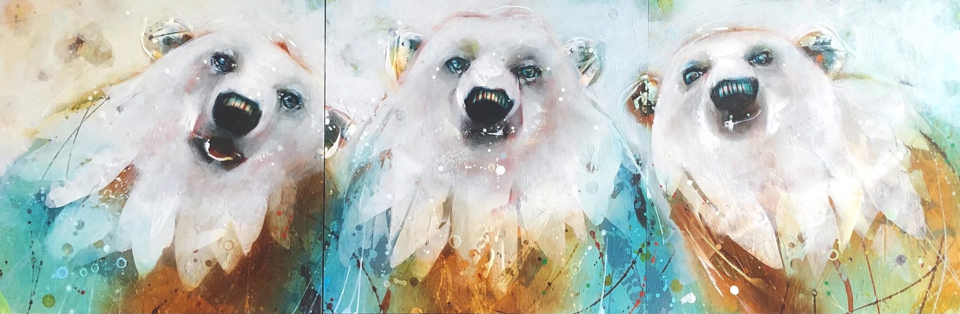 Celebration of Polar Bears - Triptych by Fran Alexander
