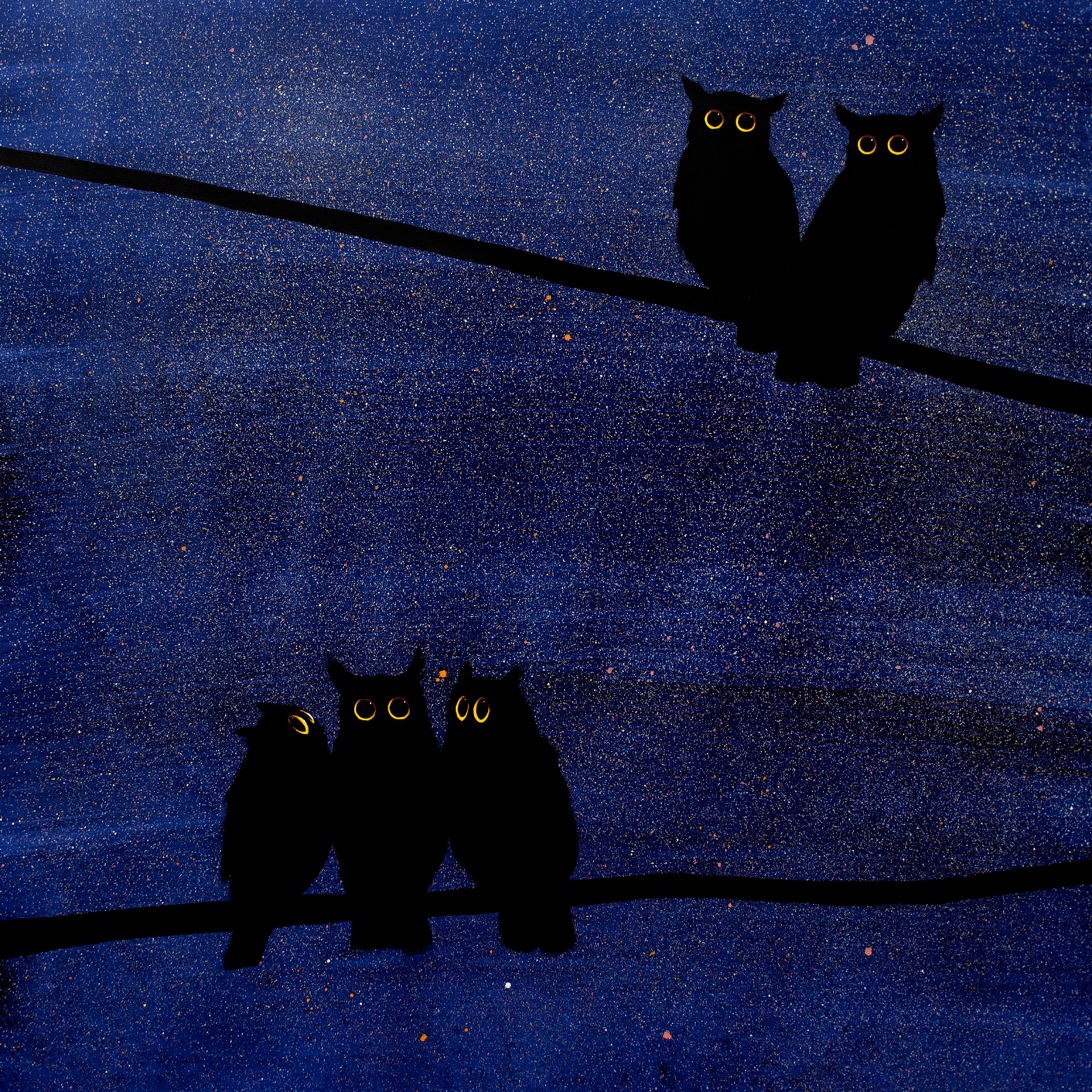 Owls on Blue Night by Josh Brown