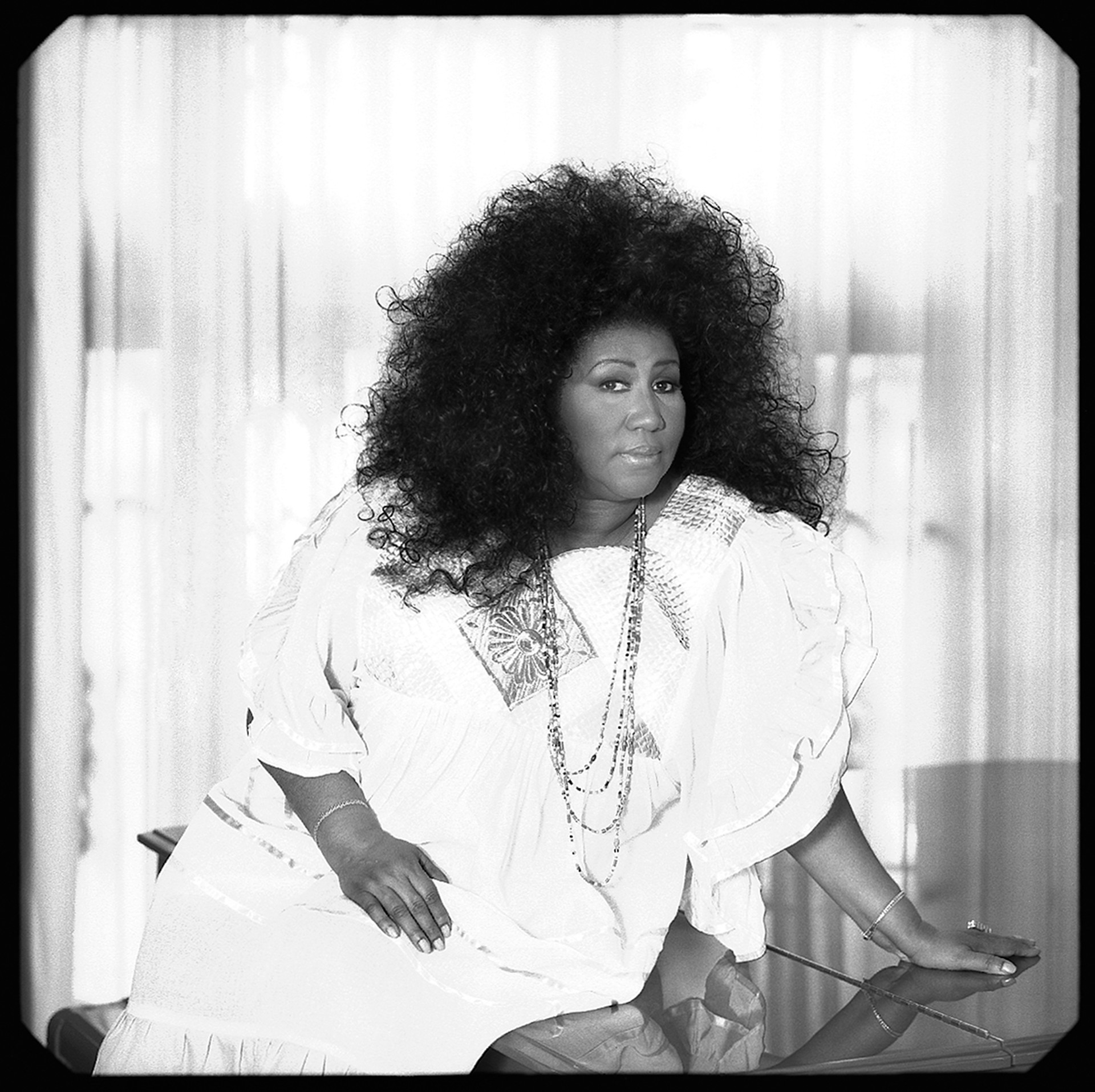 96089 Aretha Franklin Afro BW by Timothy White
