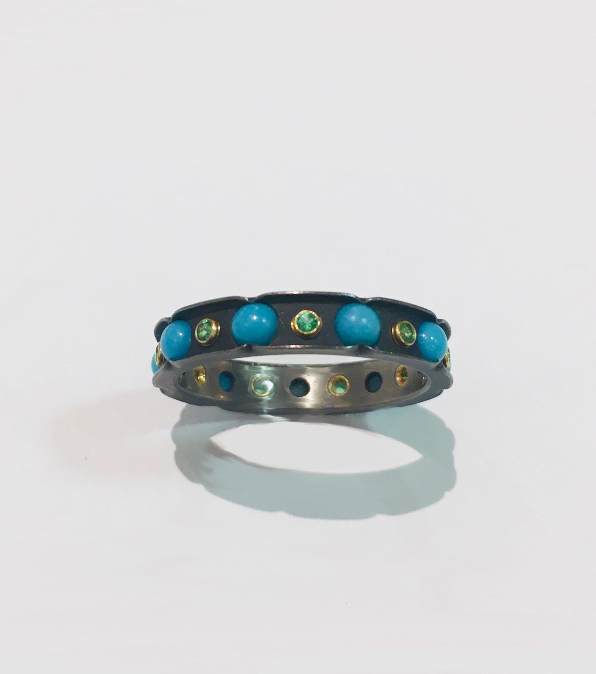 Titanium and Turquoise Ring by WES & GOLD