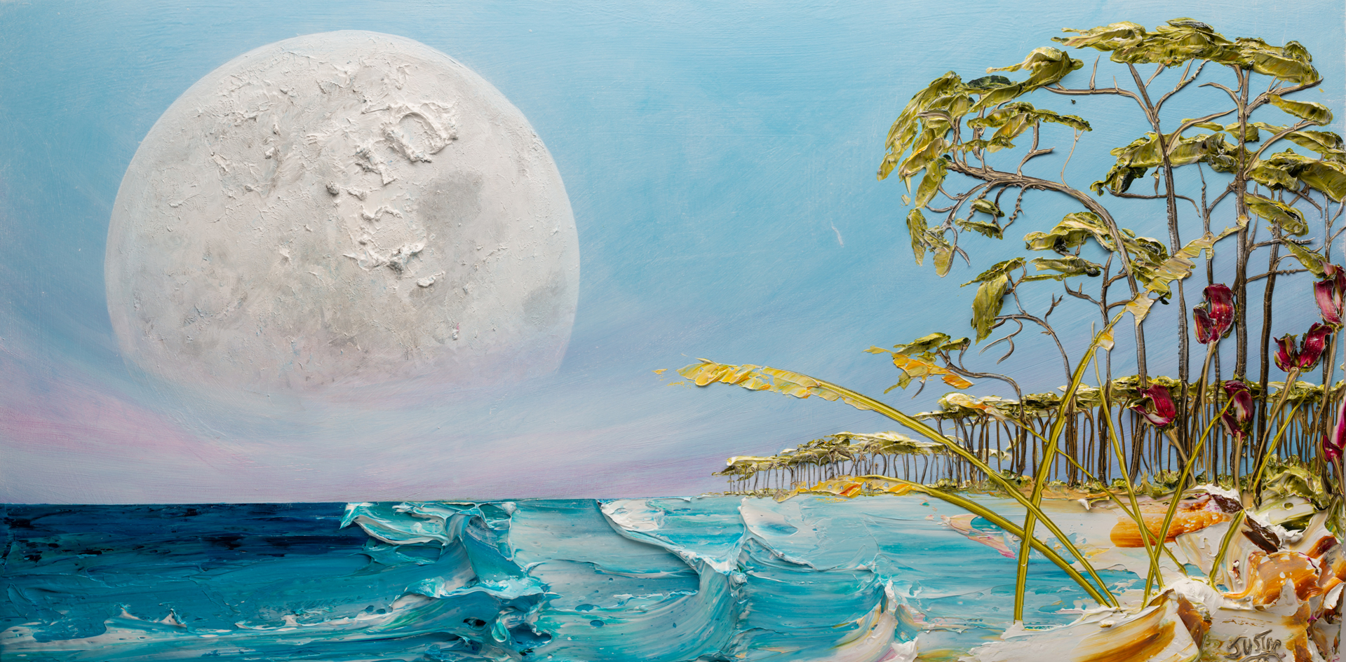 (SOLD) SUNRISE MOONSCAPE-MS-60x30-2019-228 by JUSTIN GAFFREY