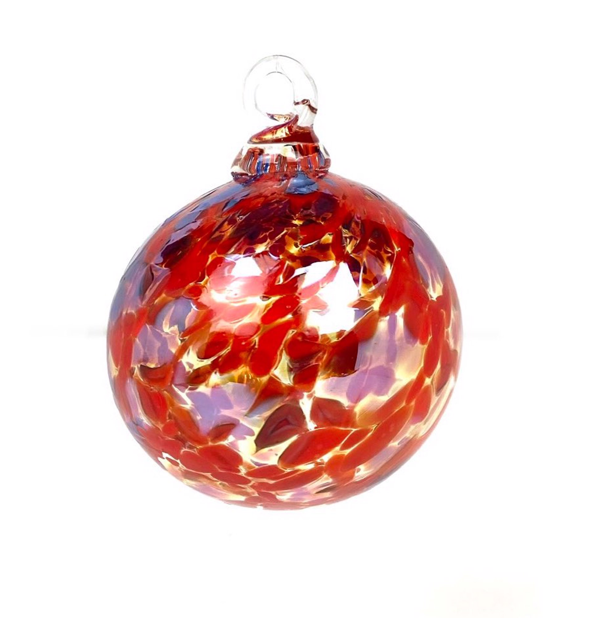 Dapple Red and Silver-Gold  Ornament by Furnace Glass