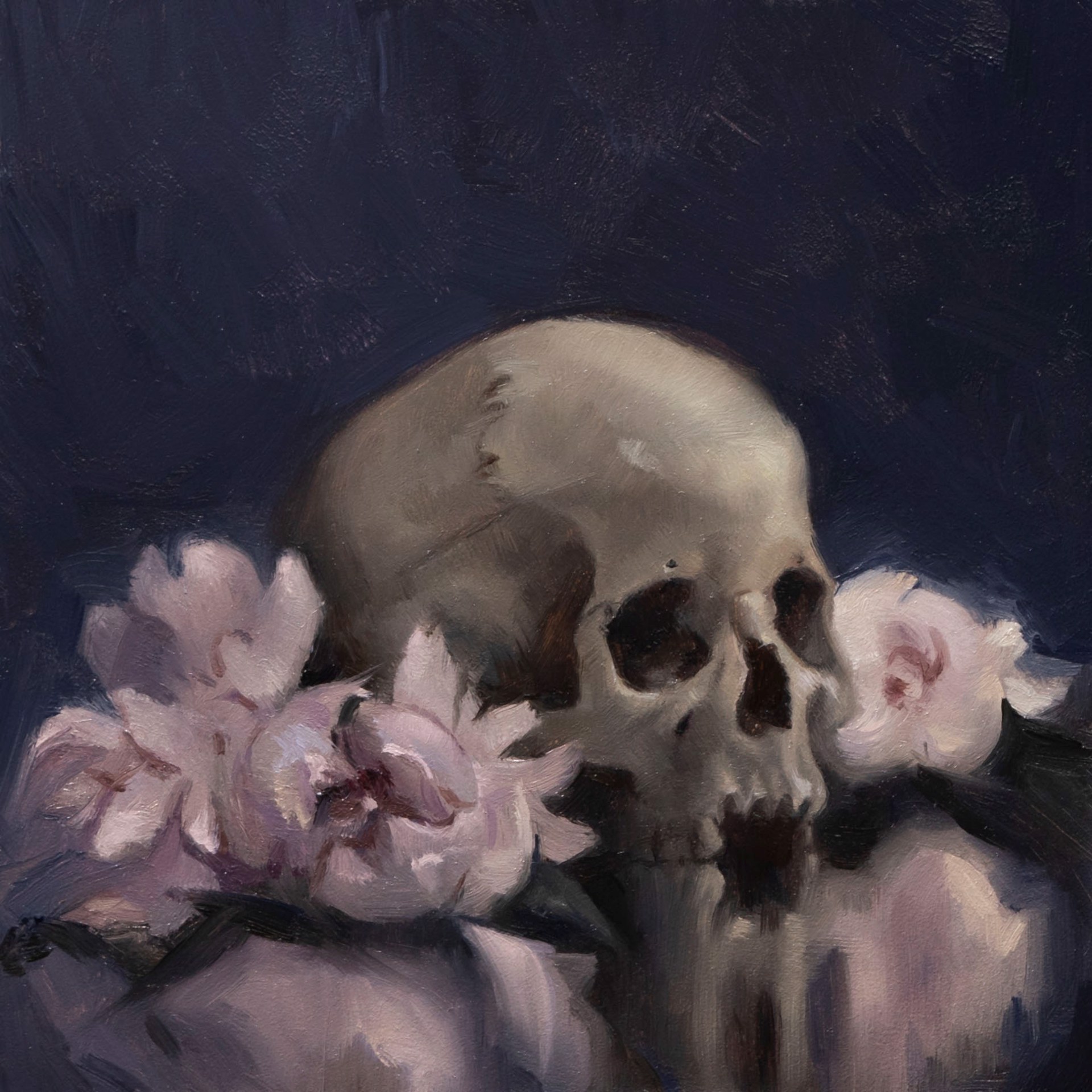 Skull & Peonies by Ximena Rendon
