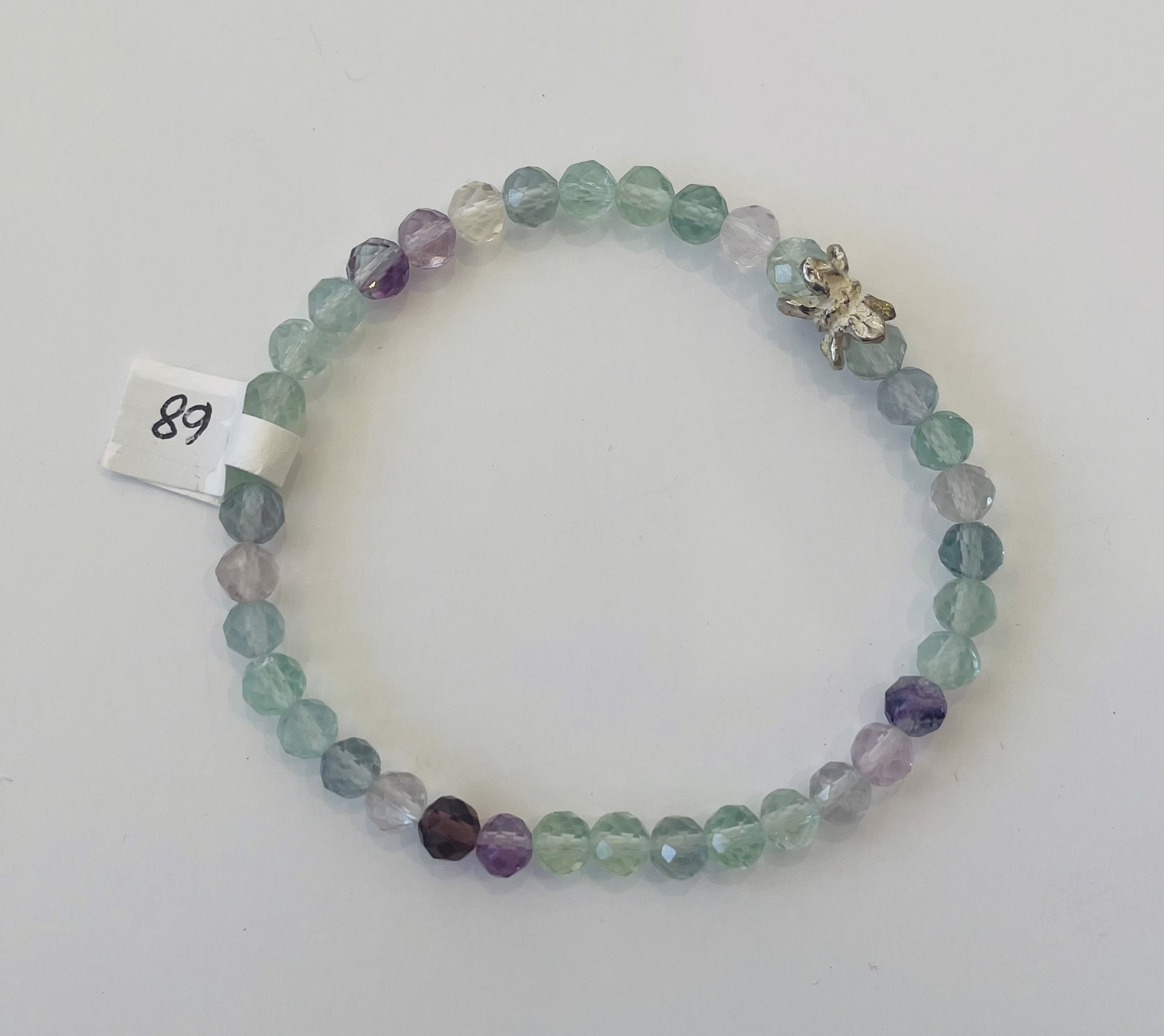 Round Faceted Flourite with Sterling Necklace by Emelie Hebert