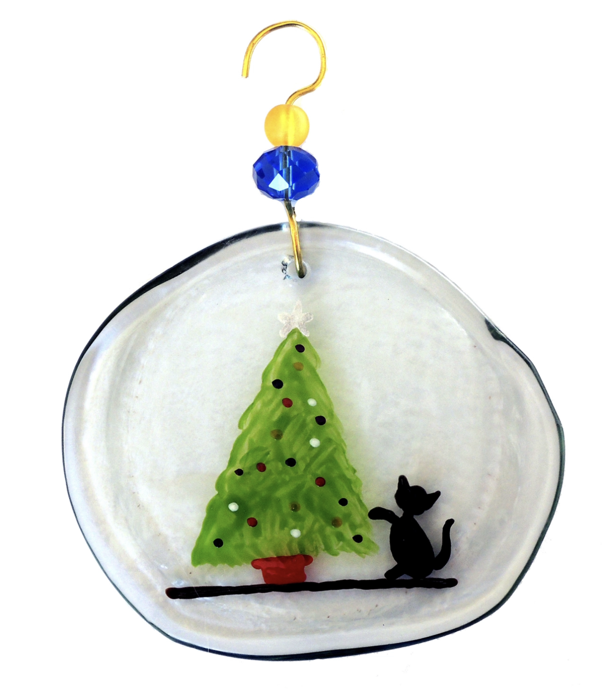 Ornament - Cat & Tree by Wine Bottle Art