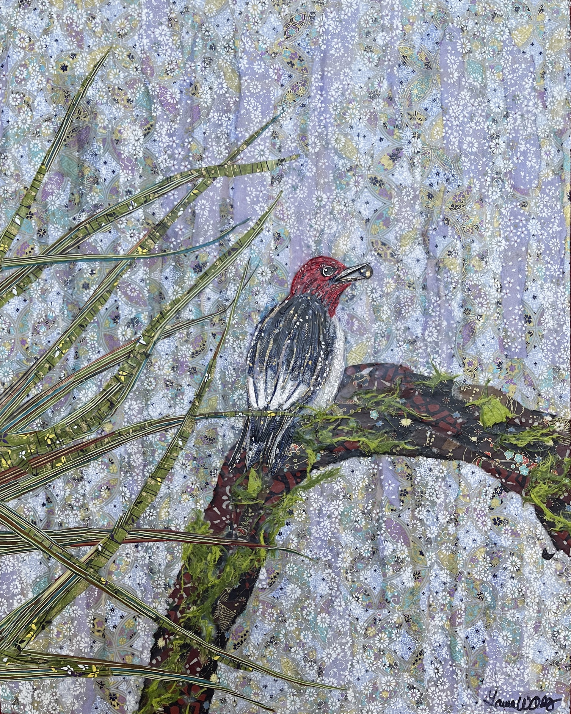 Red-headed Woodpecker and Palmetto by Laura Adams