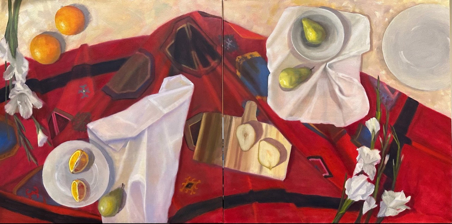 Red Tablecloth | Diptych by Ann Feldman
