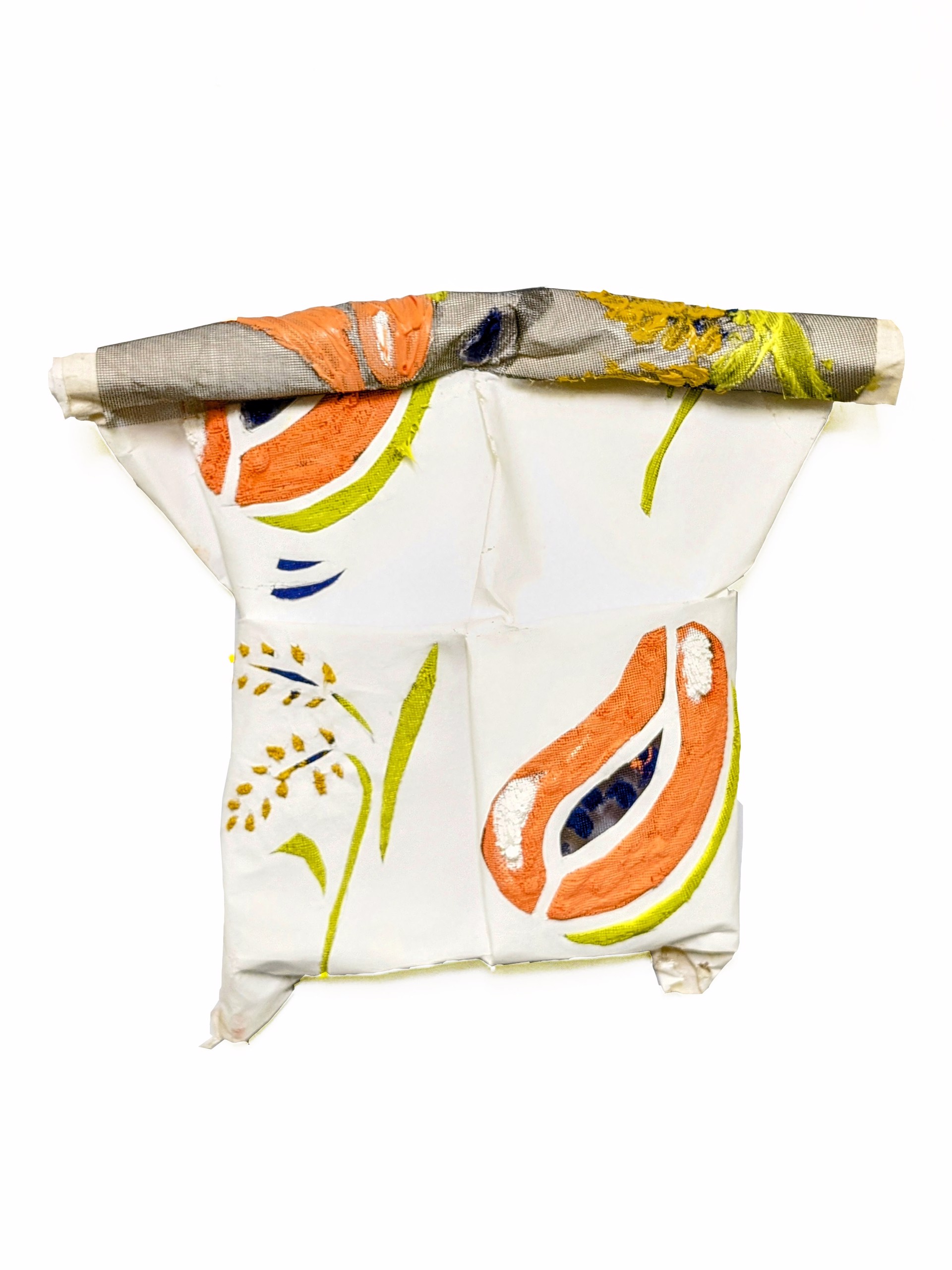 Small Rolled Canvas Bag with Papaya and Wheat by Eleanor Aldrich