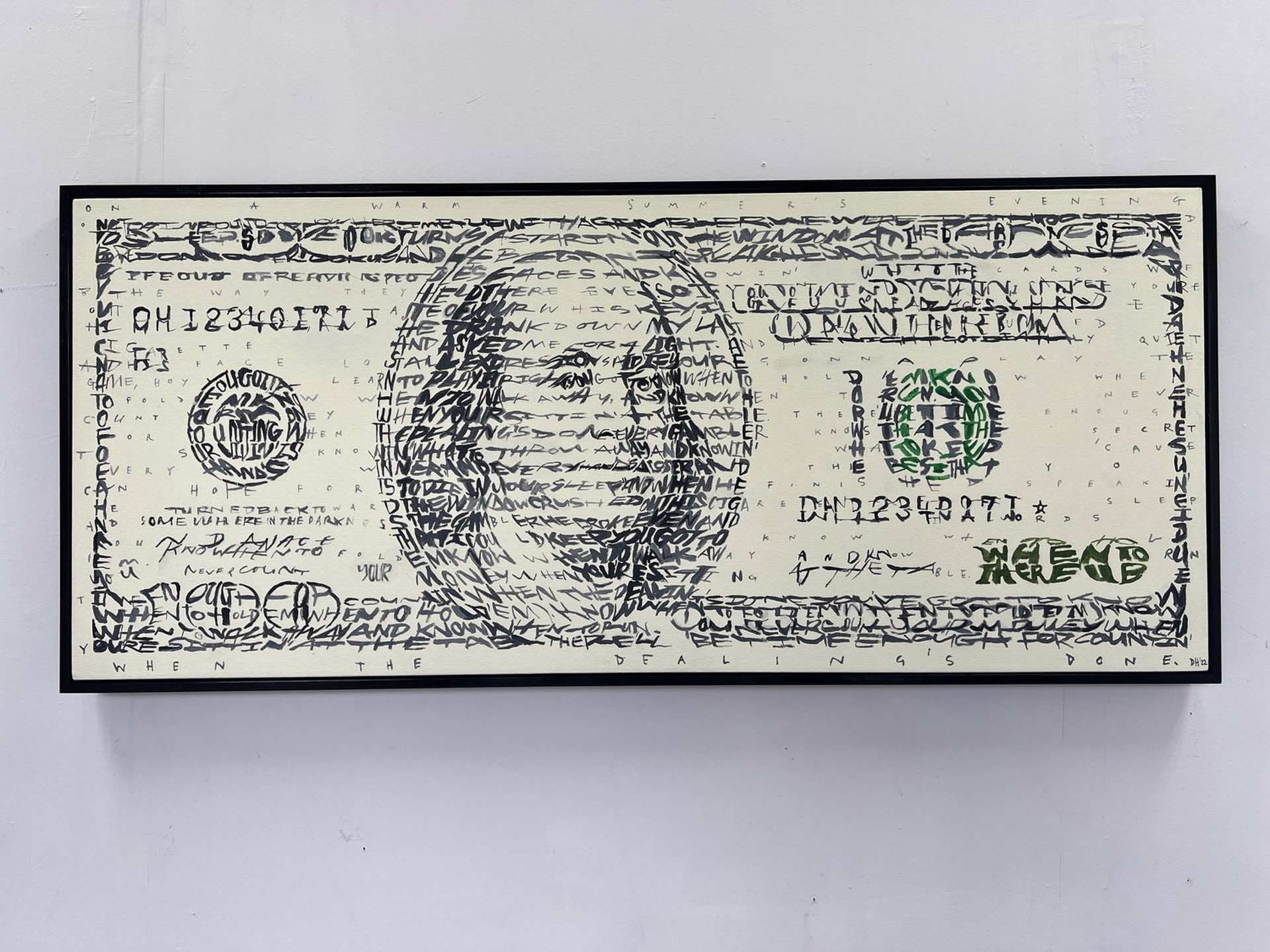 $100 Bill (Text: The Gambler by Kenny Rogers) by David Hollier