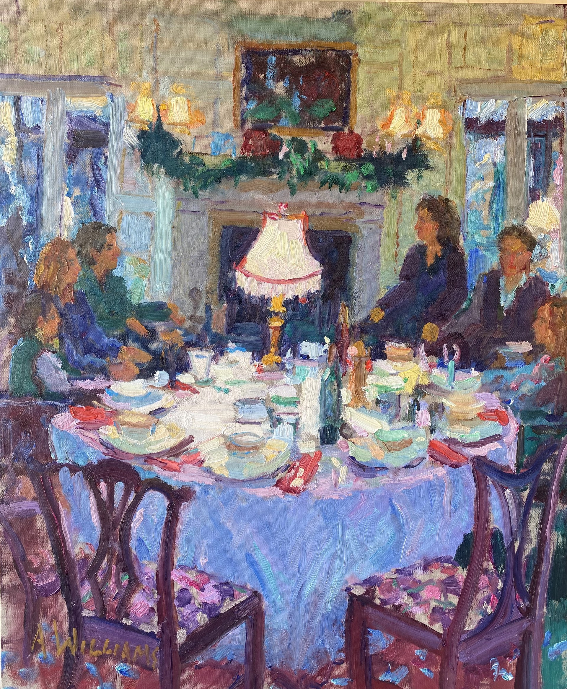 "Dinner with Friends" original oil painting by Alice Williams