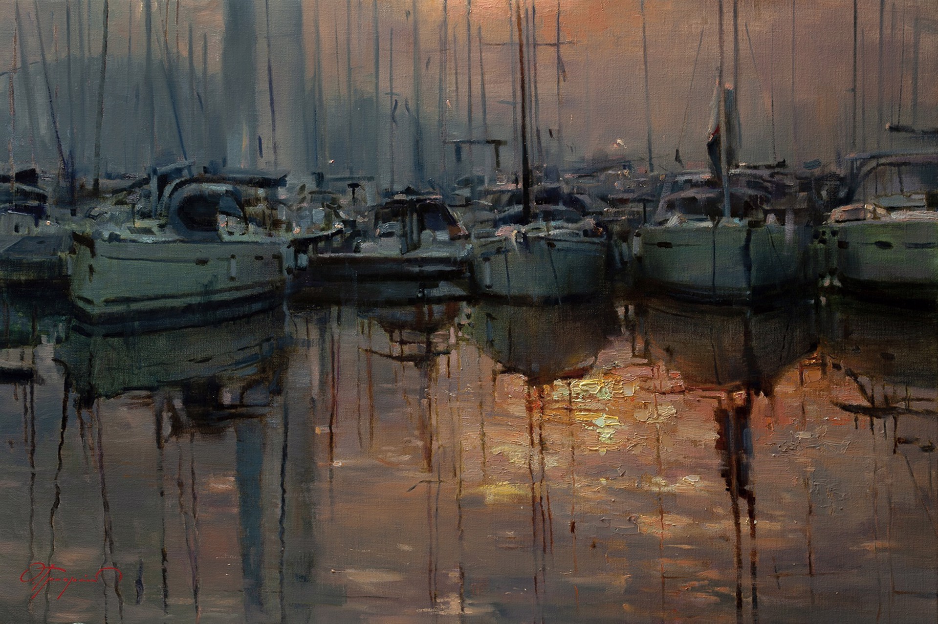 Sunset at the Marina by Oleg Trofimov