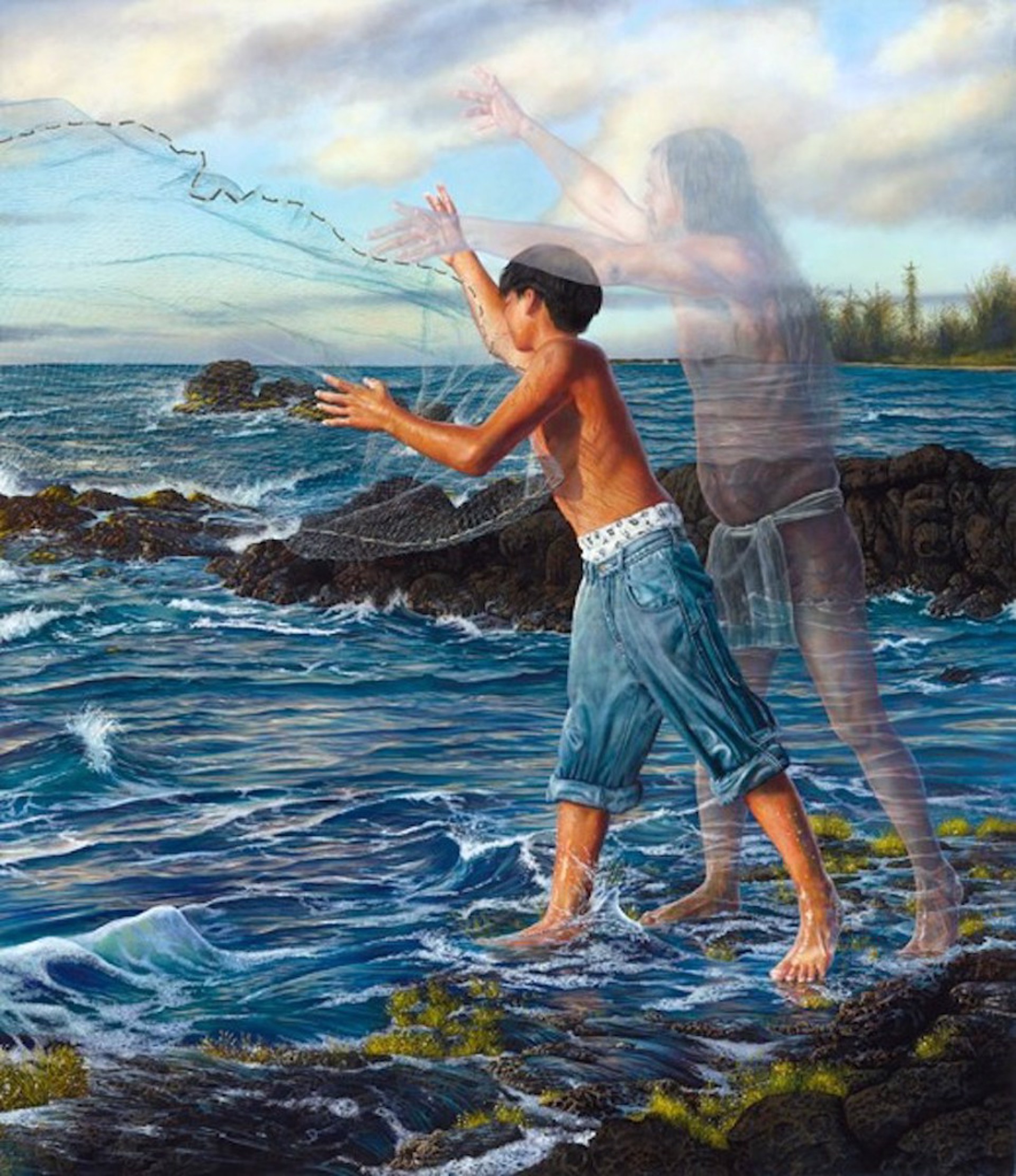 Fisherman - Ola na Iwi me na Hana No'eau (AP) (FRAMED) by Leohone Magno