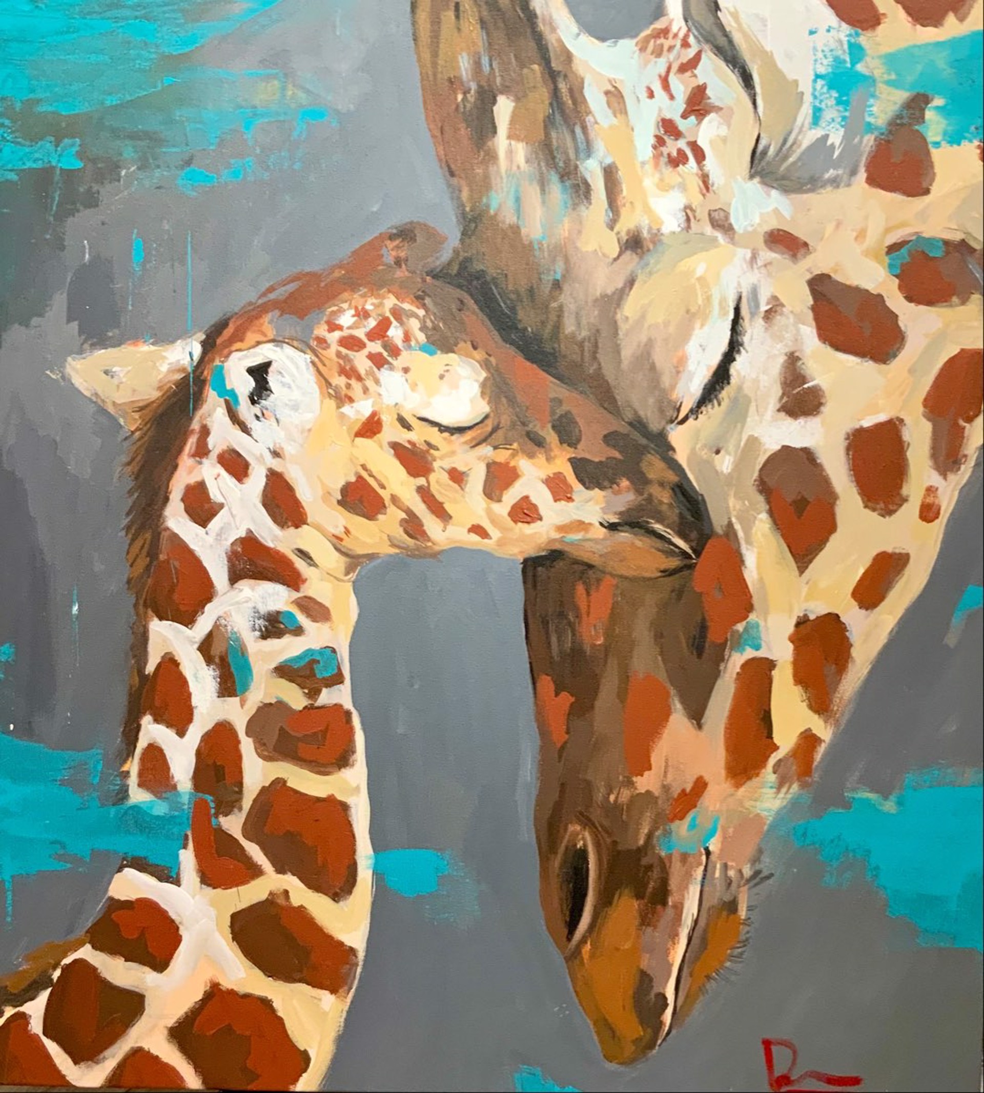 Giraffe Mother and Child by Dominic Mattioli