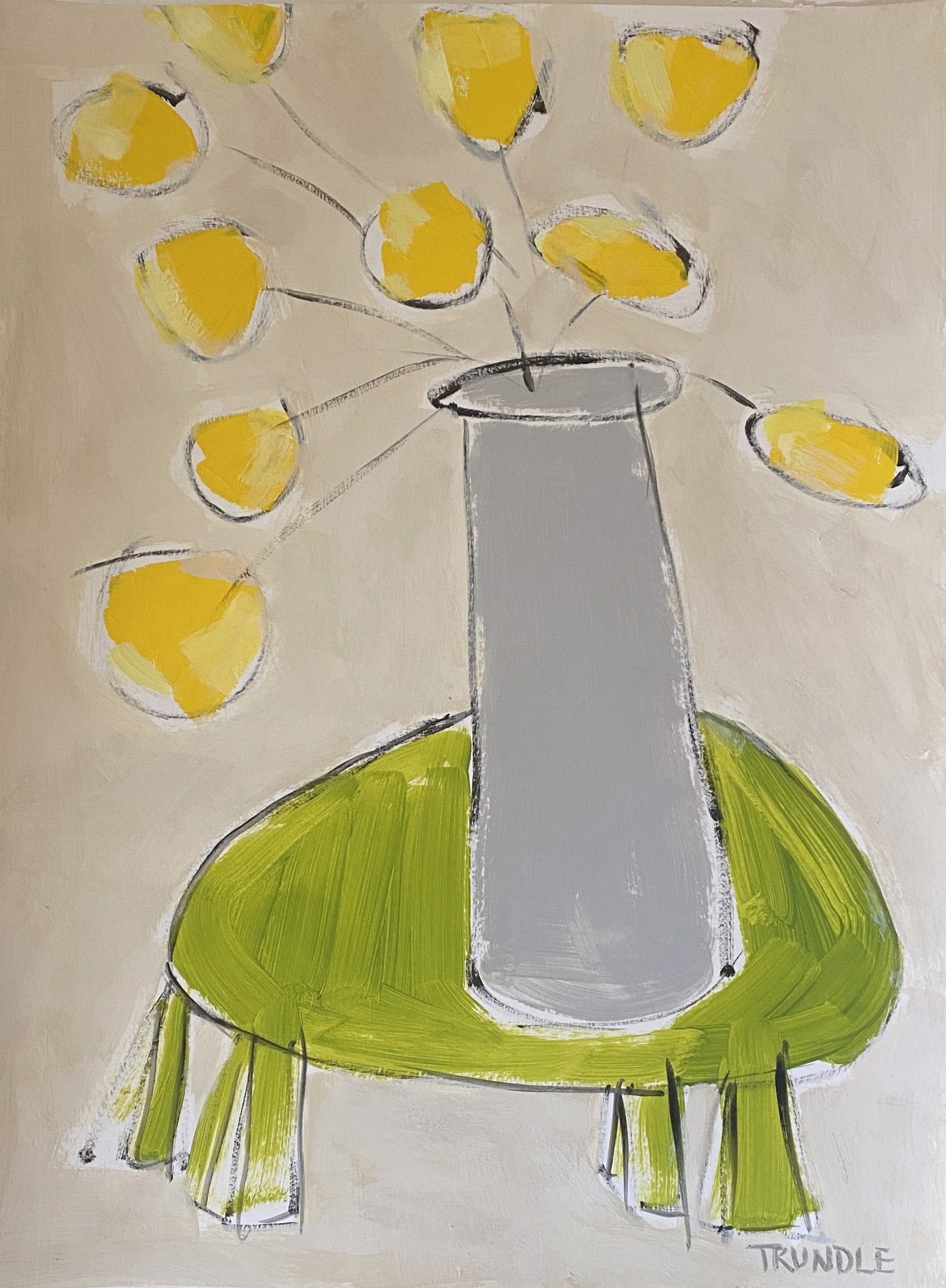 Yellow Bloom/Green Table IV by Sarah Trundle