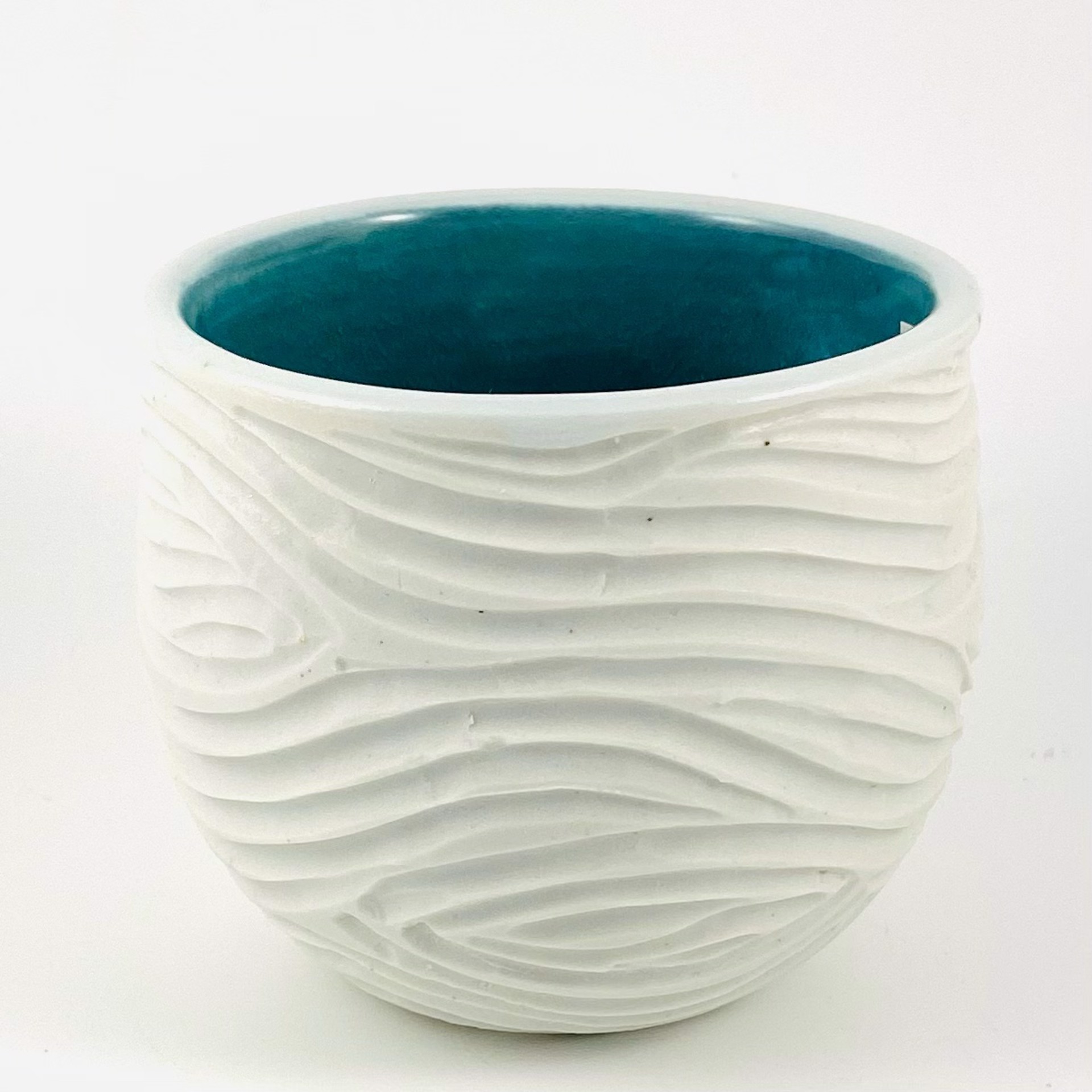 Textured Cup with Light Blue Glazed Interior AJ21-1 by Ann John