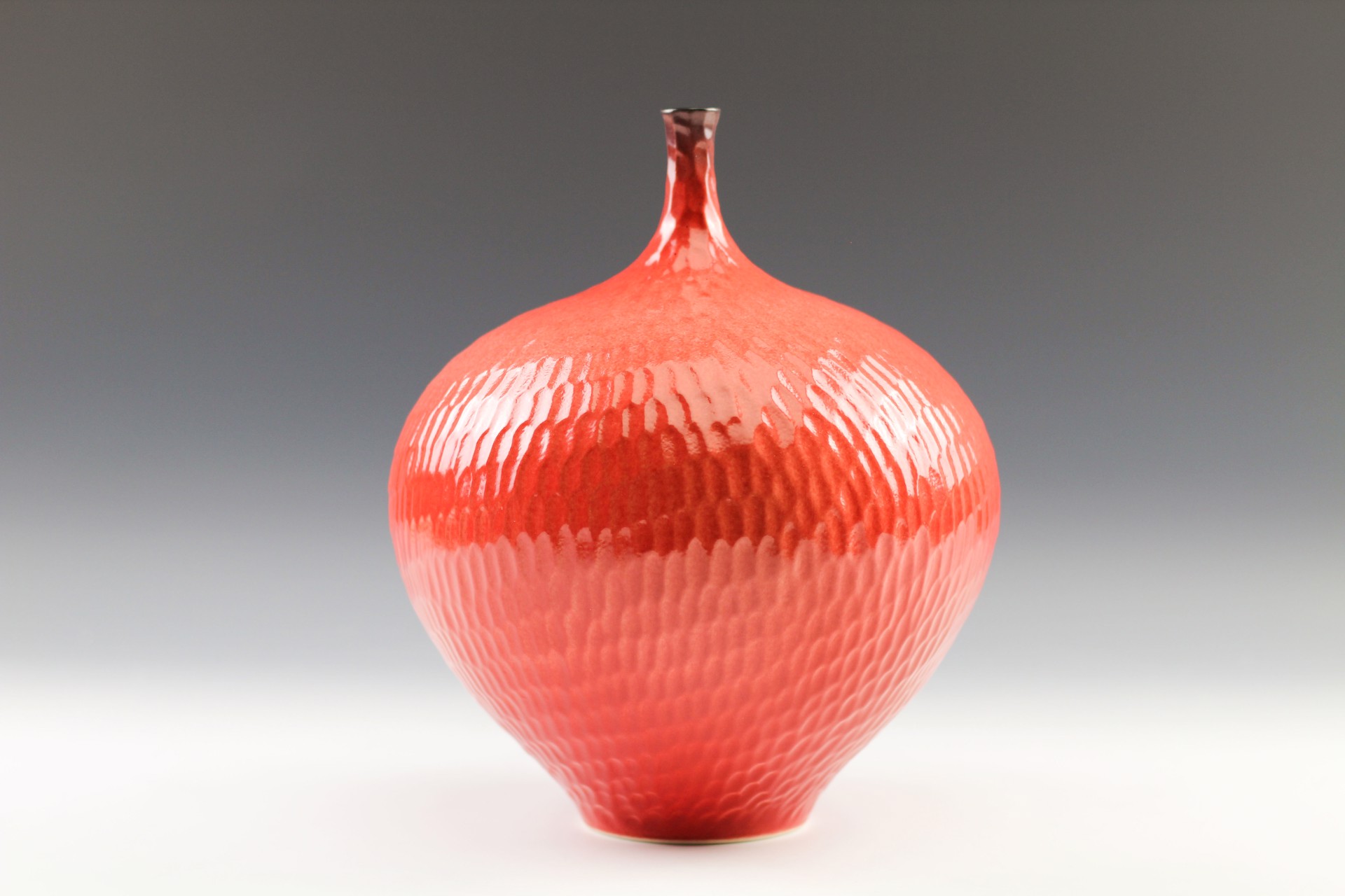 Large Round Red Vase by Paul Jeselskis
