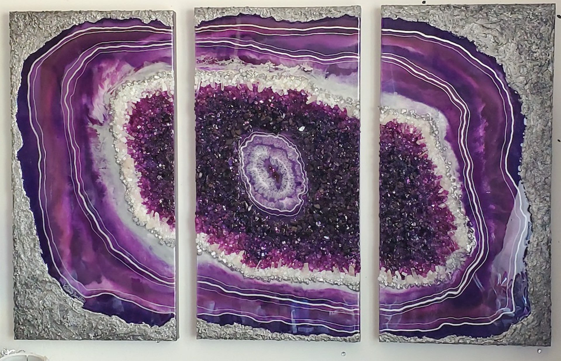 Amethyst Geode - Triptych by Victoria Thornton