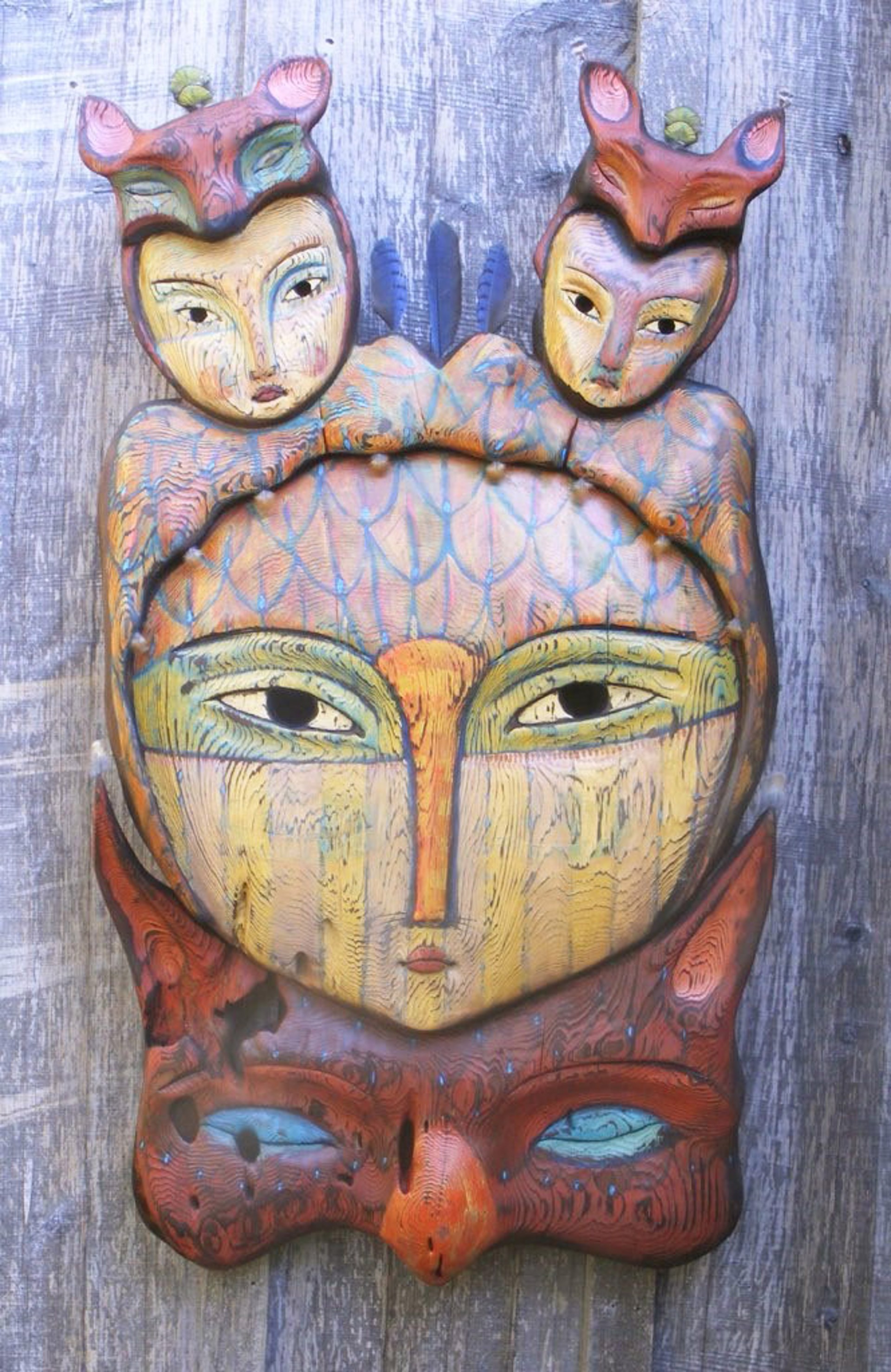 Owl Mask With Foxes by Robin and John Gumaelius