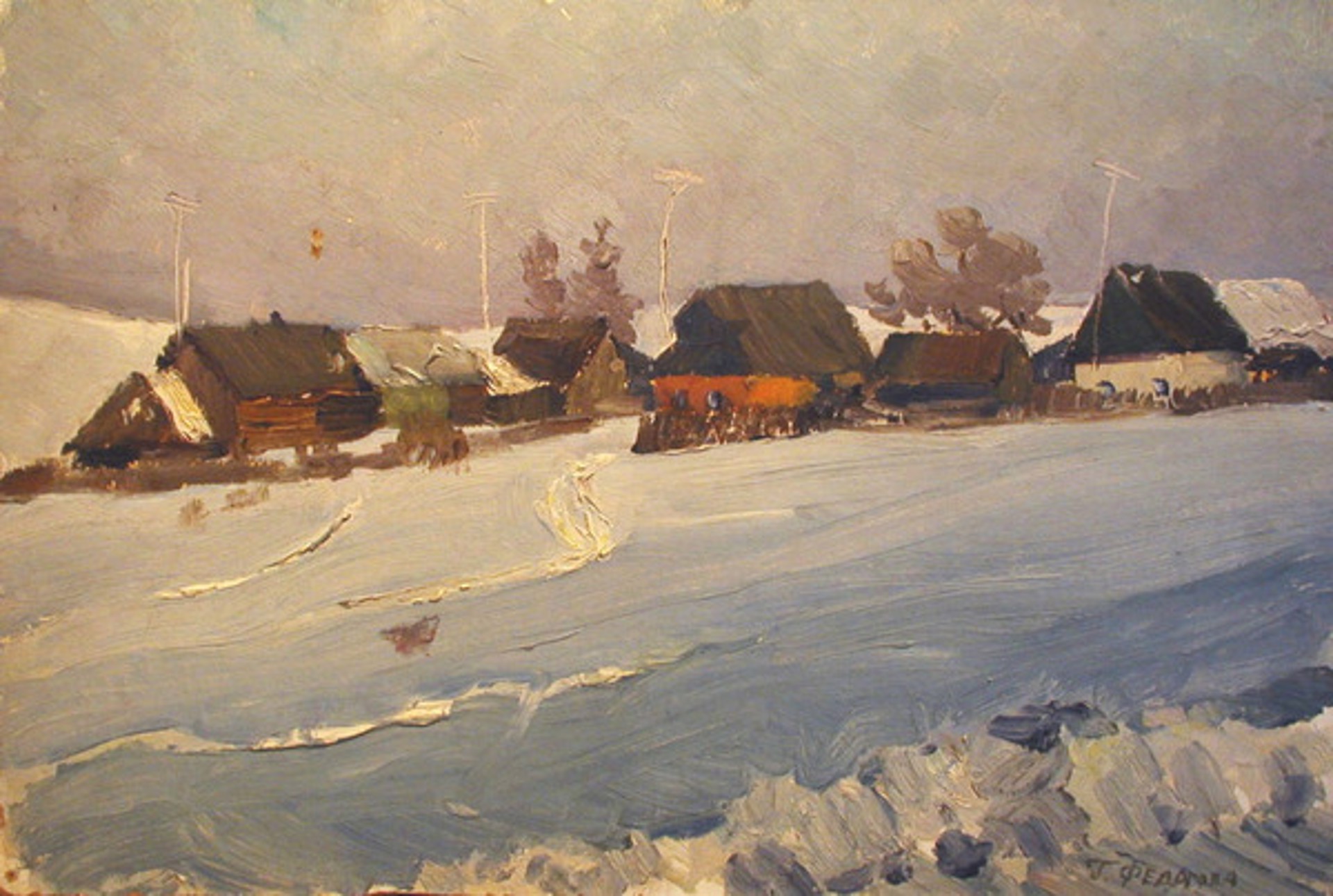 Winter in the Village by Galina Fedorova