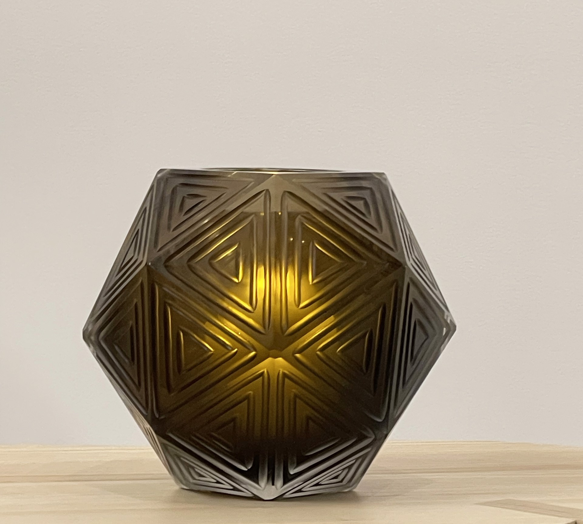 Blown brown glass vase/hurricane "René" by Feleksan Onar