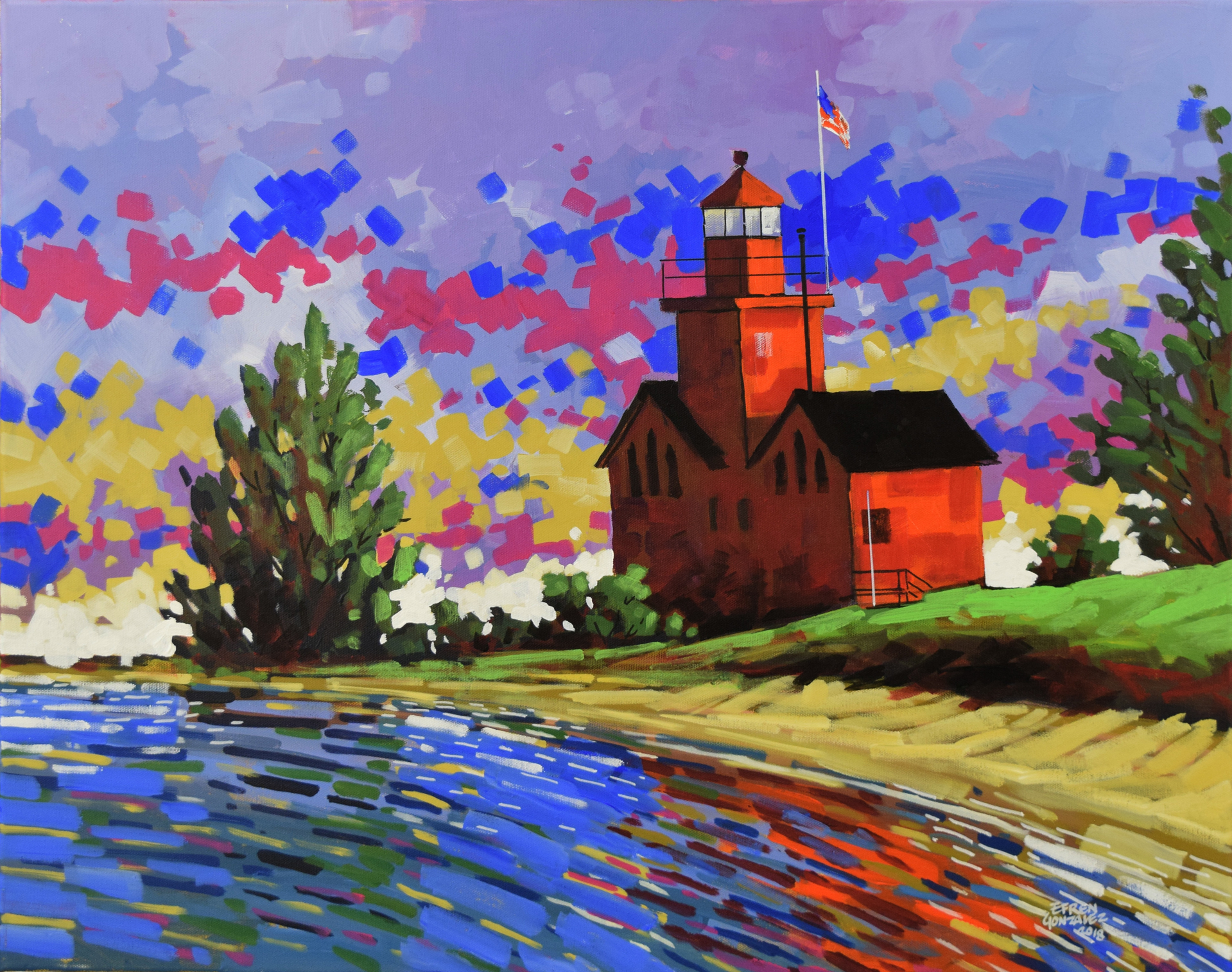 Big Red Holland Lighthouse by Efren Gonzalez