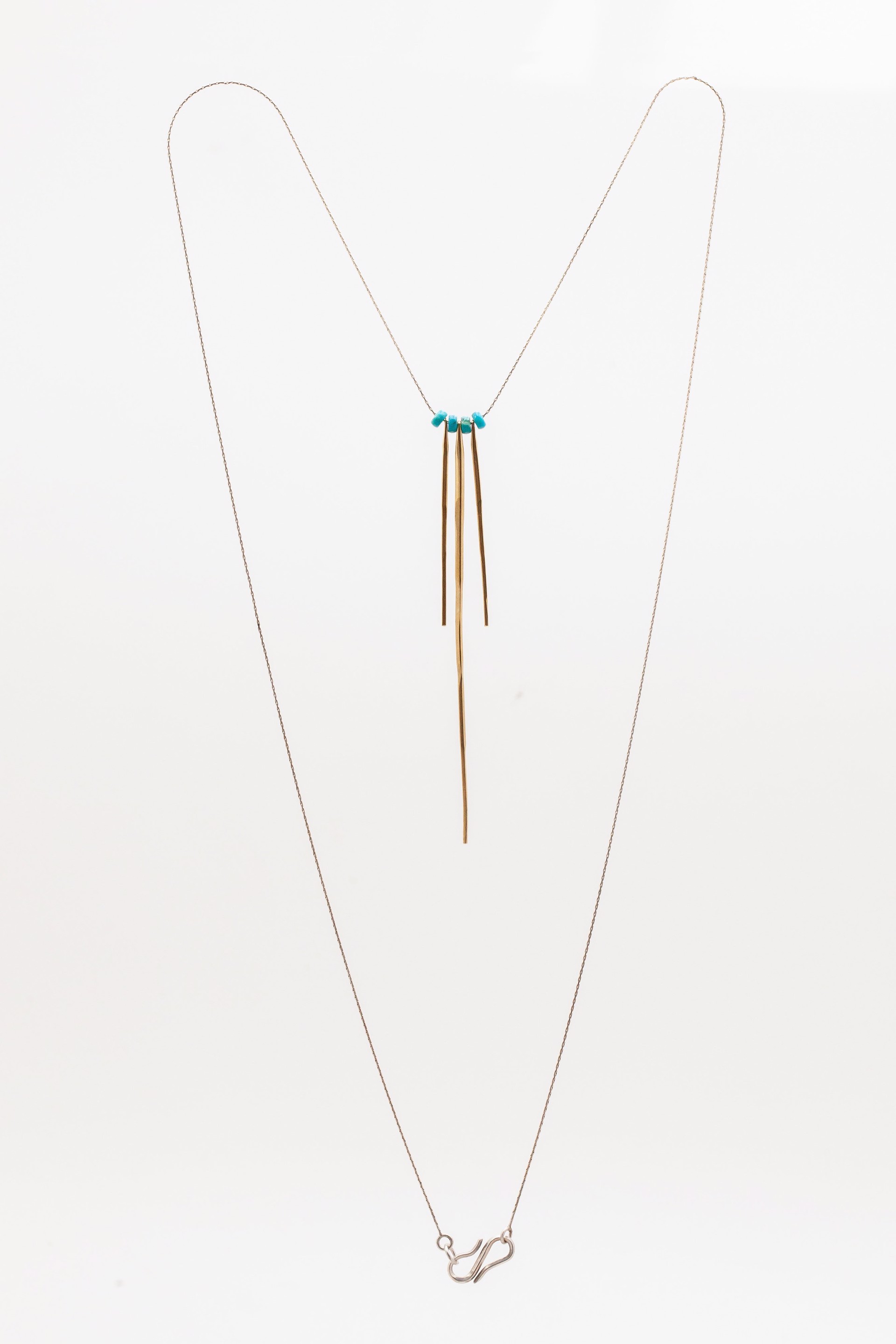 Turquoise Triple Spine Necklace - Brass by Clementine & Co. Jewelry