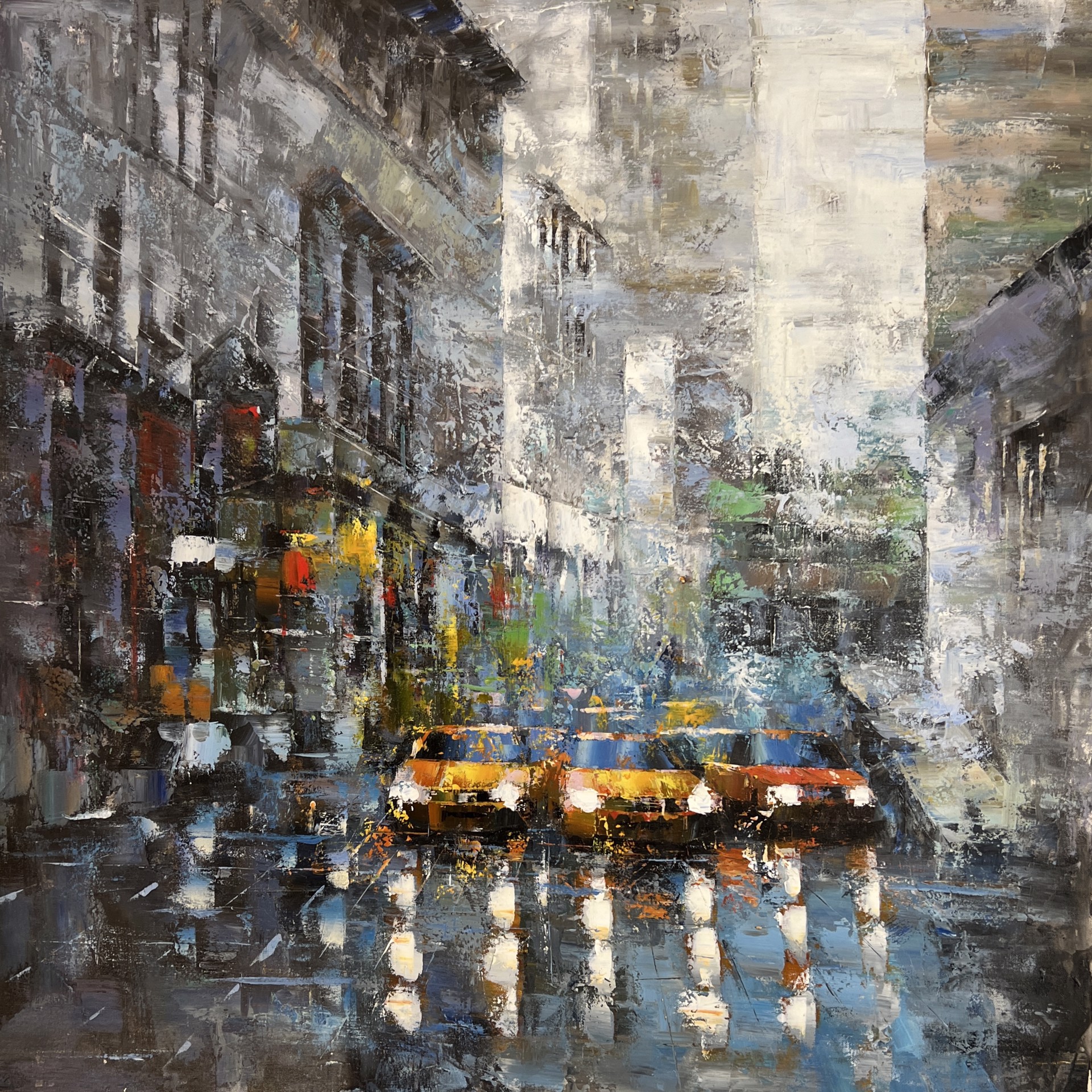 CITYSCAPE WITH CABS by VARIOUS WORKS