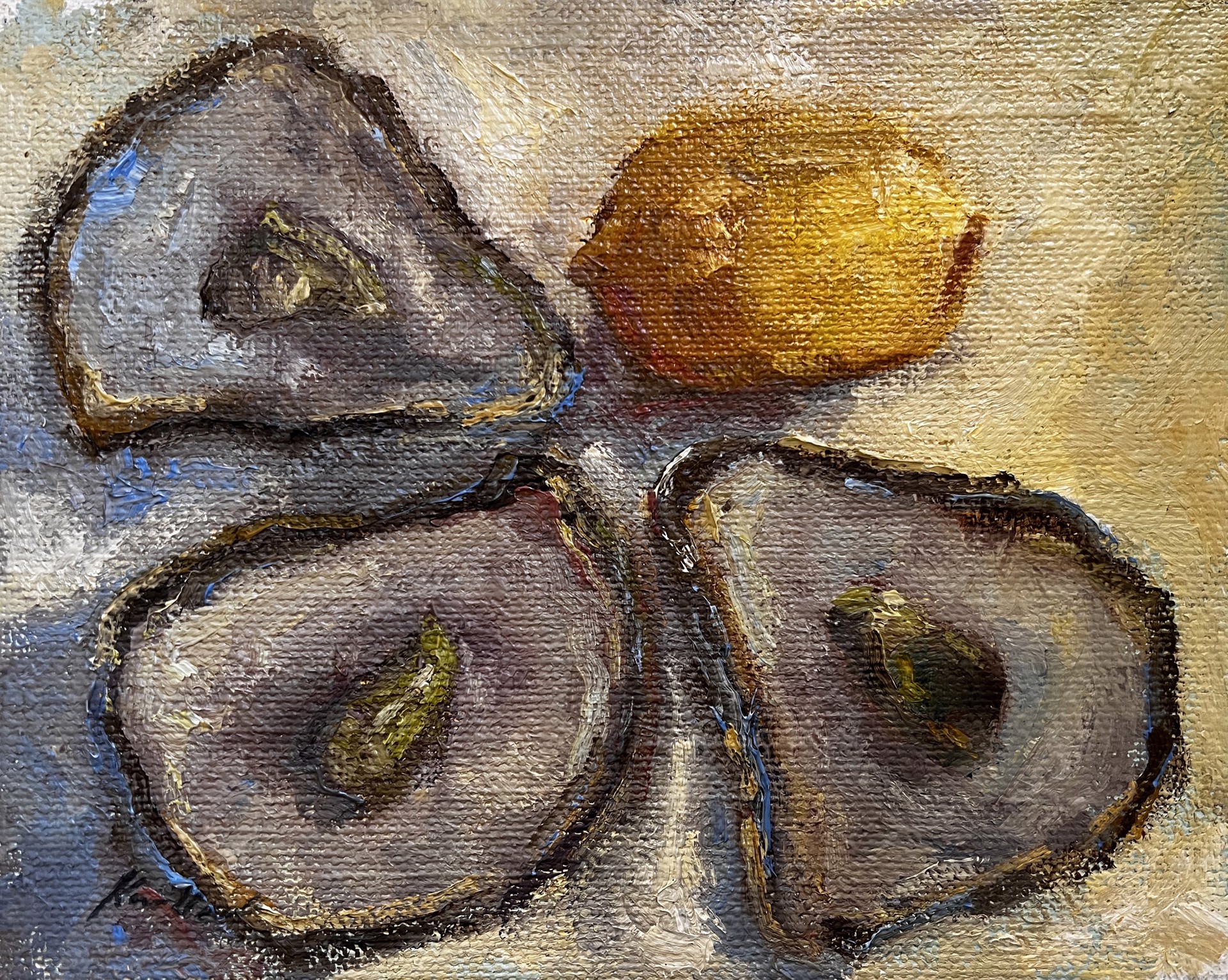 "Oyster Trio" original oil painting by Karen Hewitt Hagan