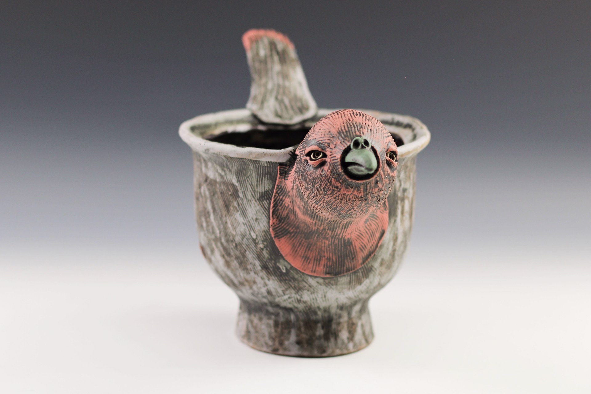 Blue & Red Bird Bowl by Ryan Myers