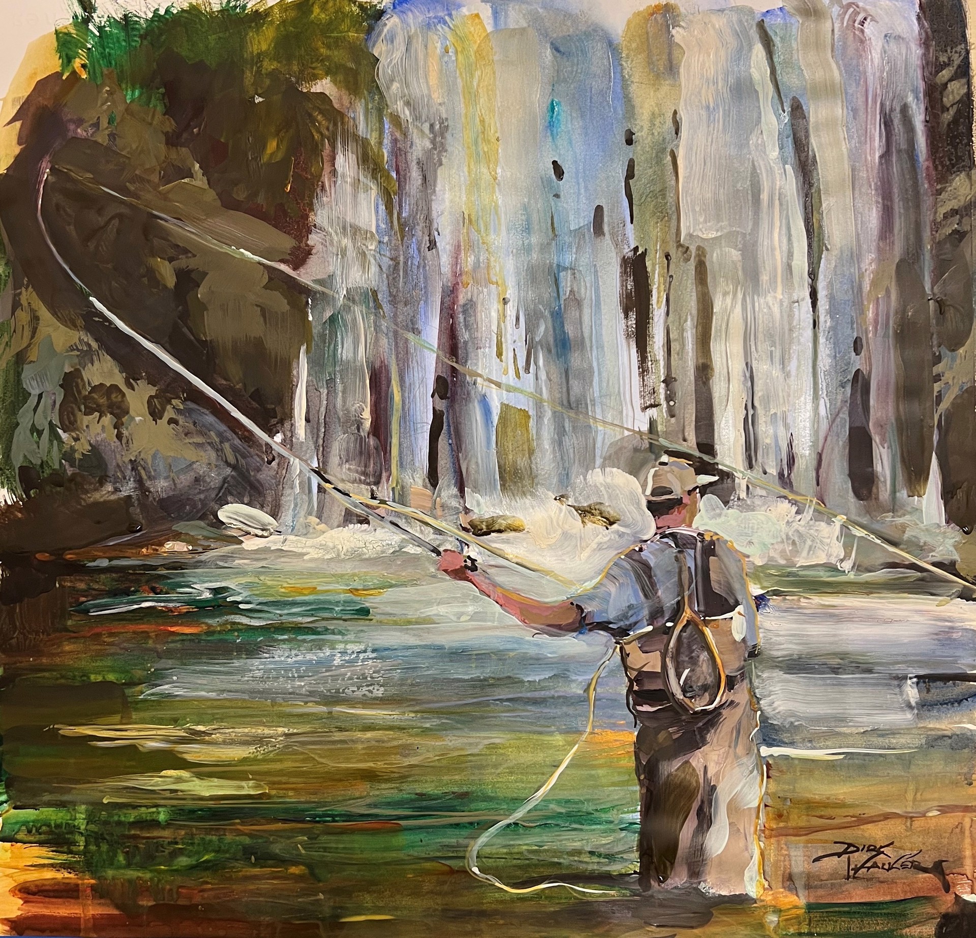 “Working the Falls of Cashiers“ Fly Fishing by Dirk Walker