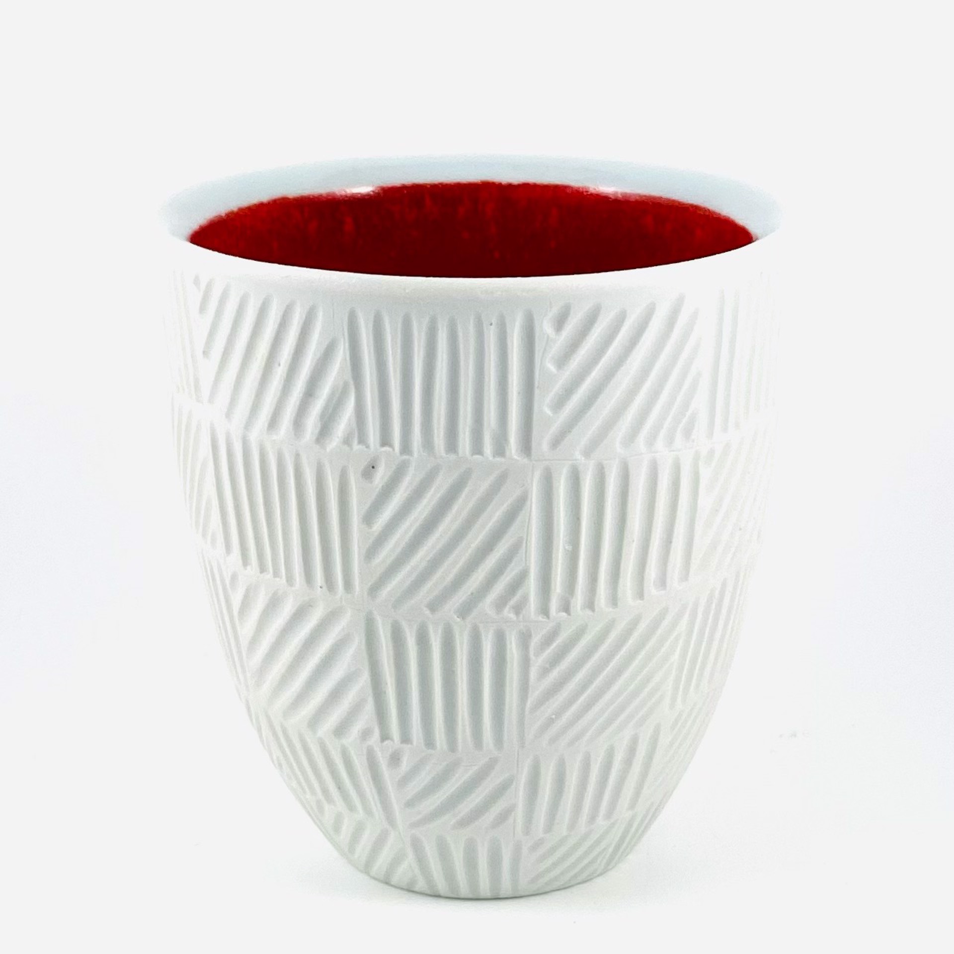 Textured Cup with Wine Red Glazed Interior AJ21-10 by Ann John