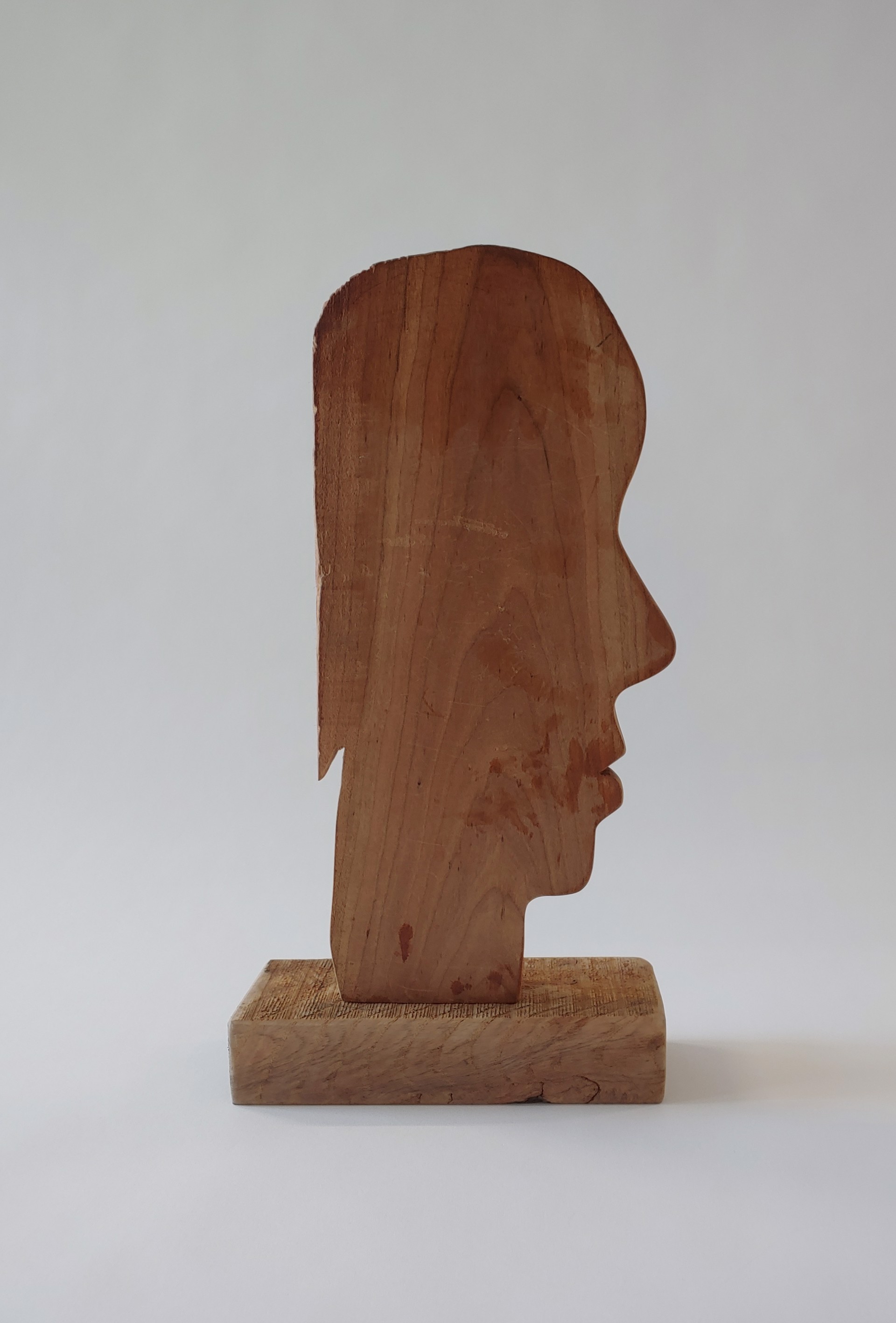 Man's Profile - Wood Sculpture by David Amdur