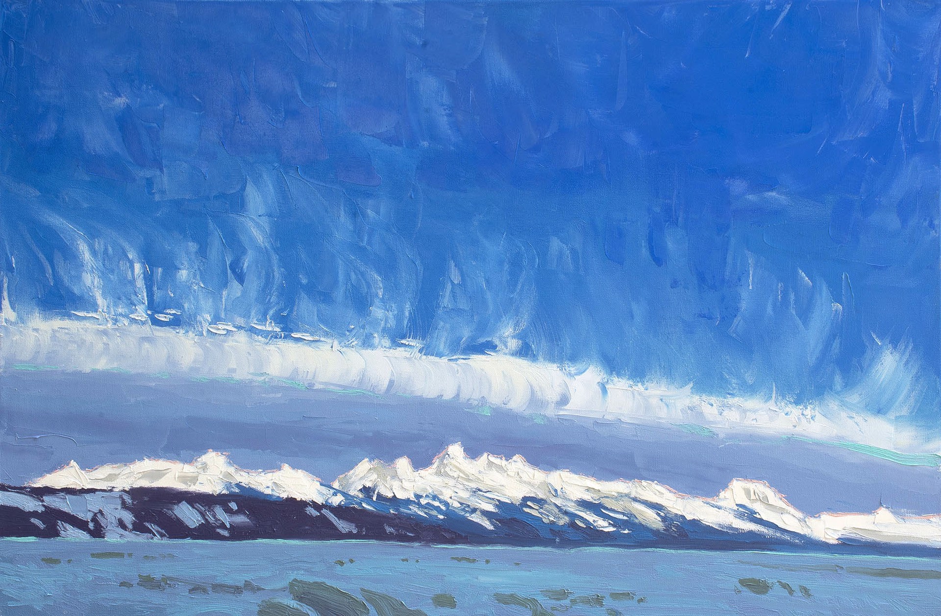 A Contemporary Palette Knife Painting Of Mountains With Dramatic Clouds Forming By Silas Thompson At Gallery Wild