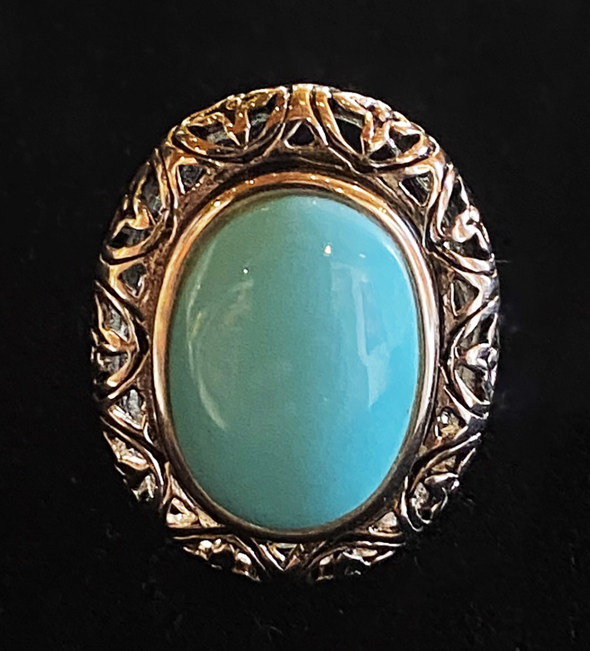 Silver Oval Turquoise Ring by Artist Unknown