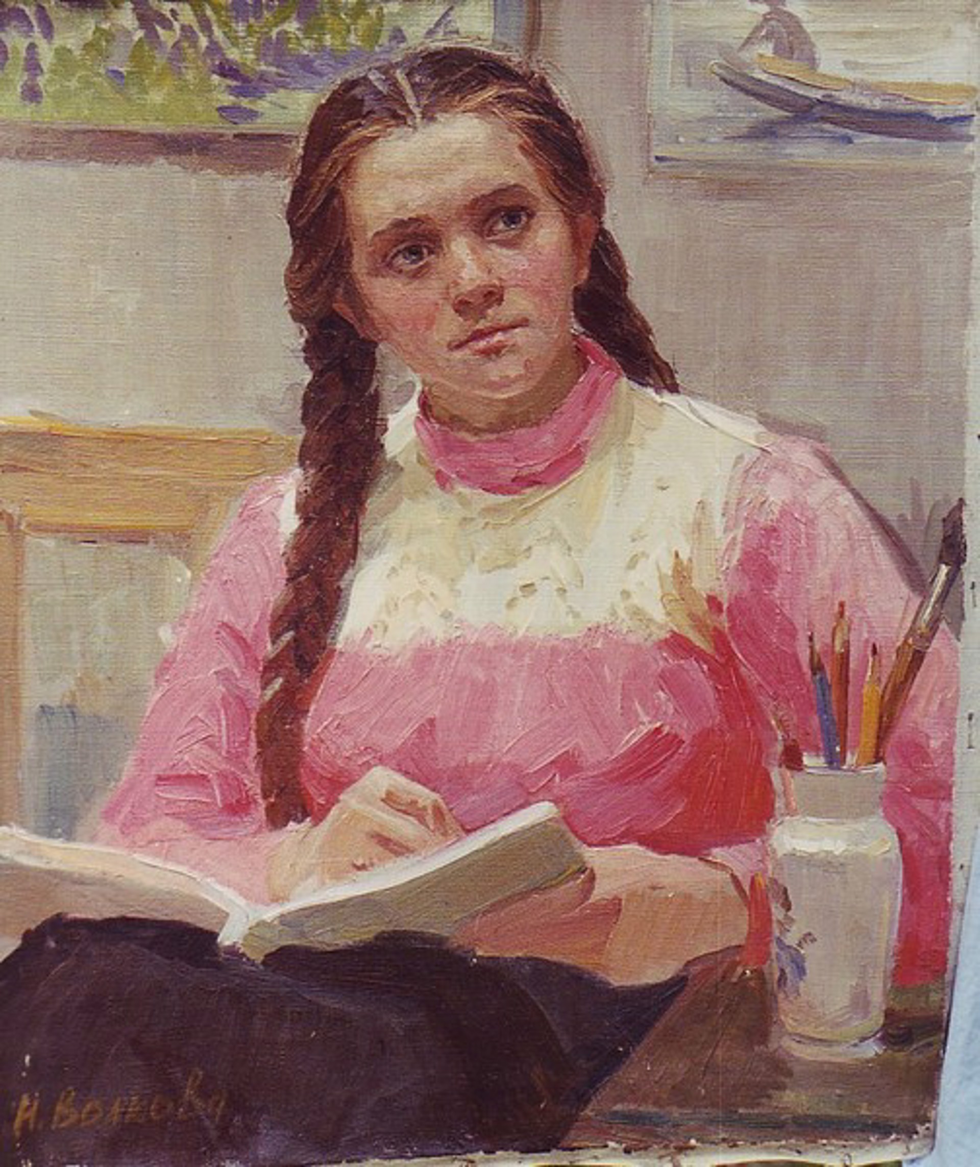 Girl with Book by Nina Volkova