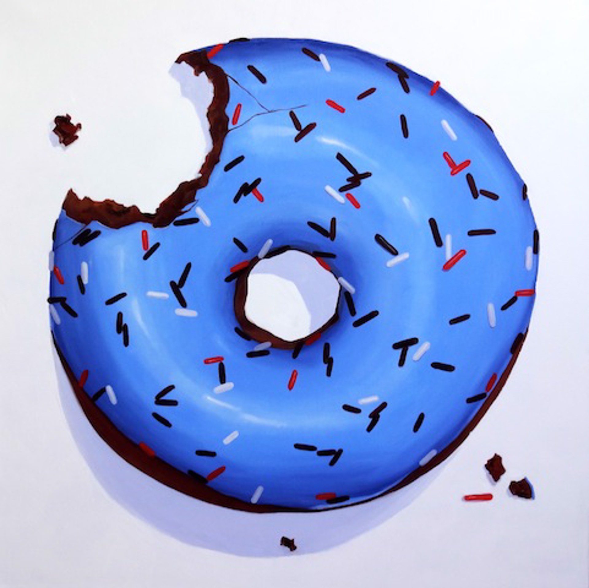 Blue Donut With Red, White and Chocolate Sprinkles by Terry Romero Paul