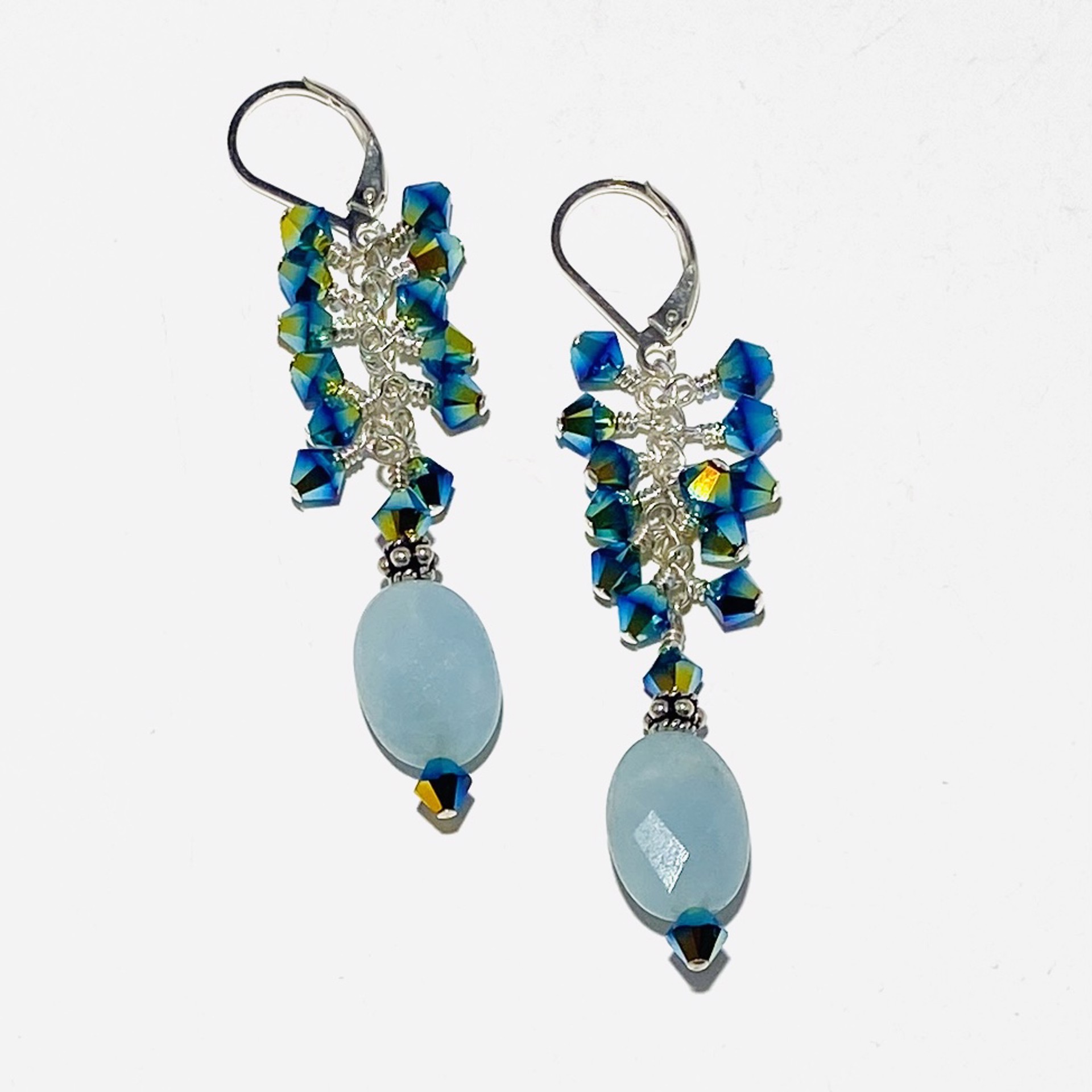 Amazonite and Swarovski Crystal Earrings SHOSH23-17 by Shoshannah Weinisch