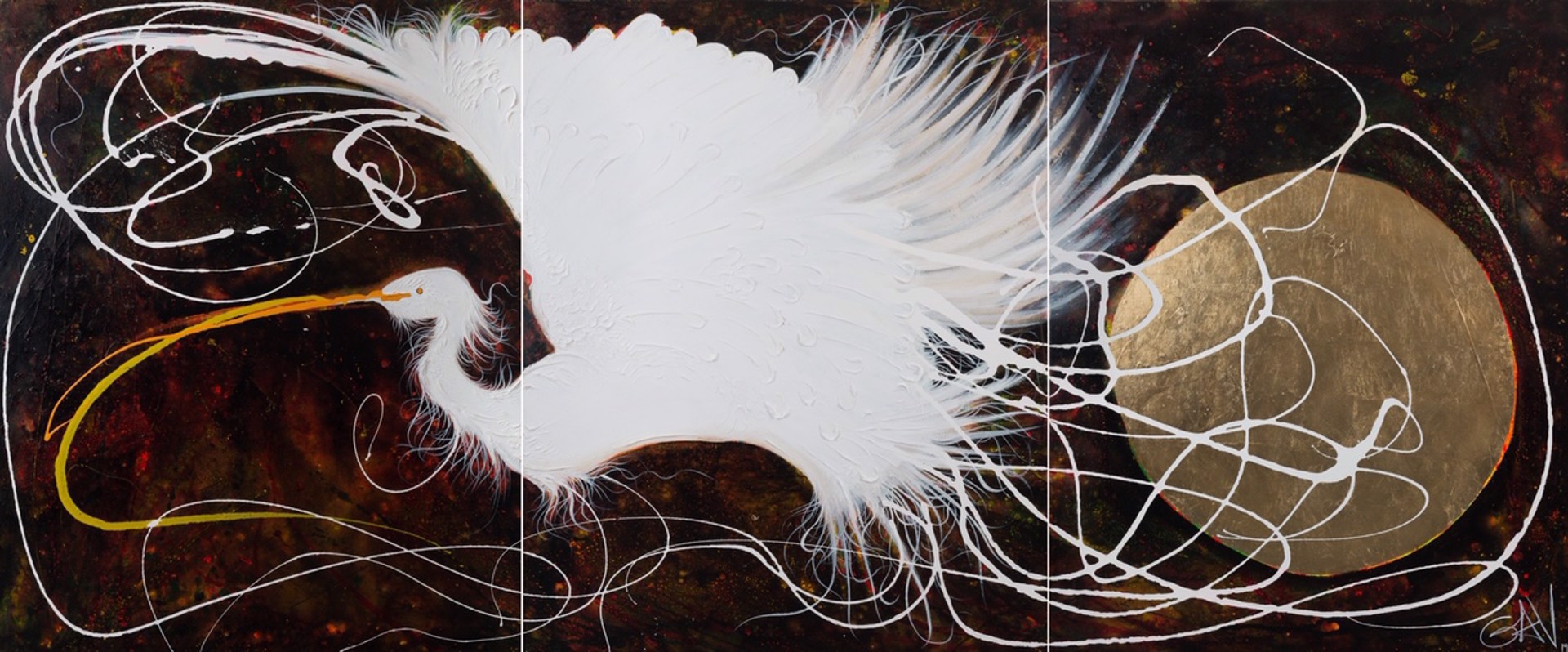 Egret (Triptych) by Gav Barbey