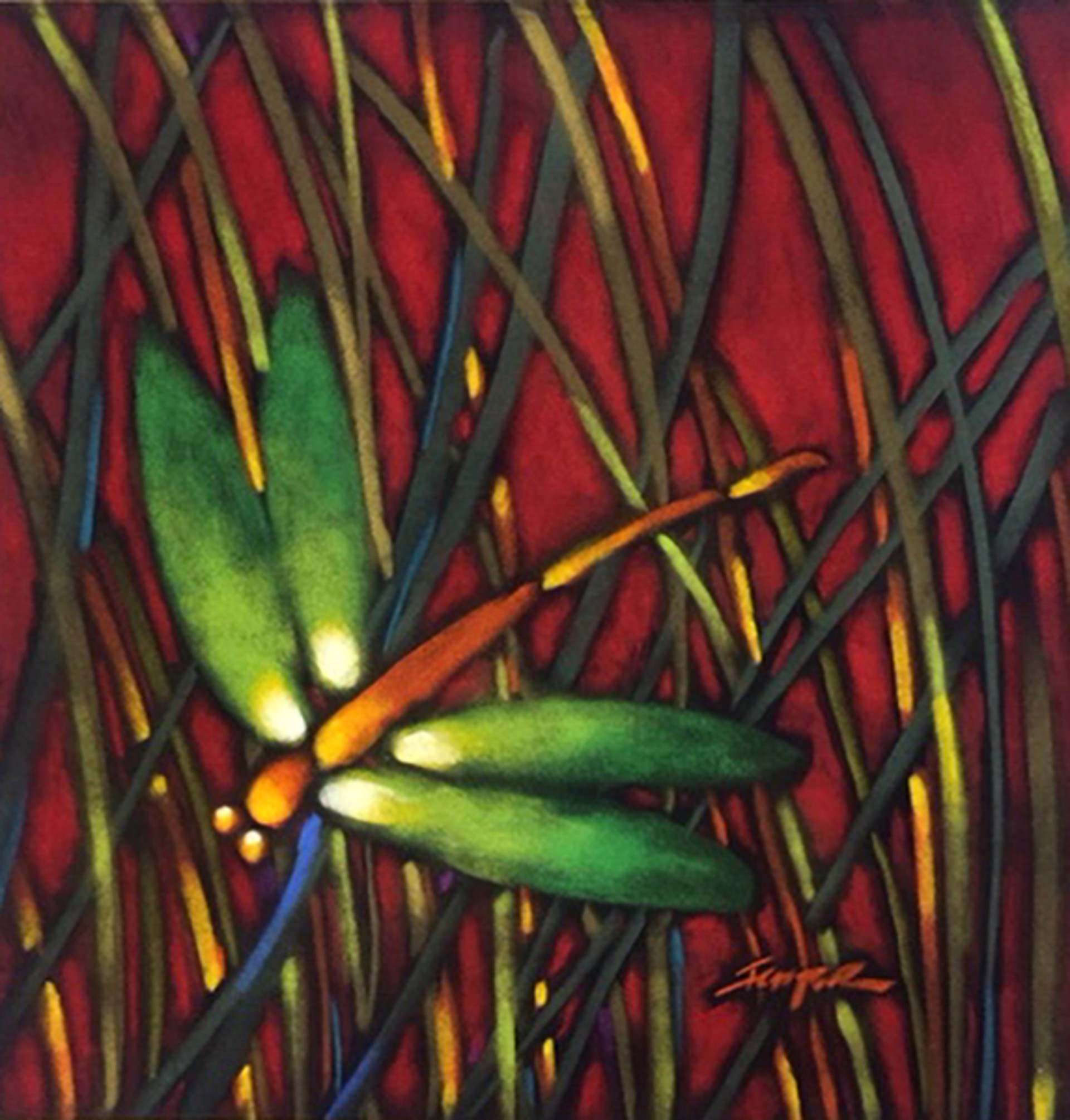 Dragonfly Red/Lime by Bob Ichter