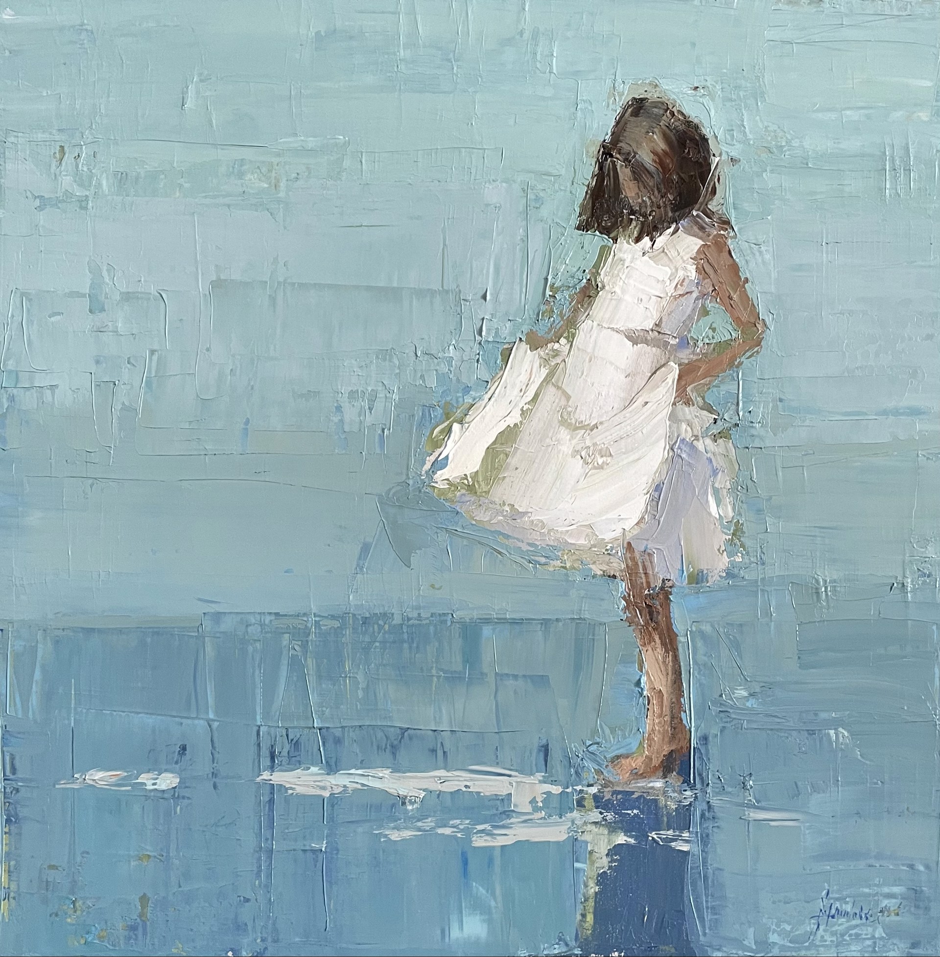 Girl Standing In Water by Barbara Flowers