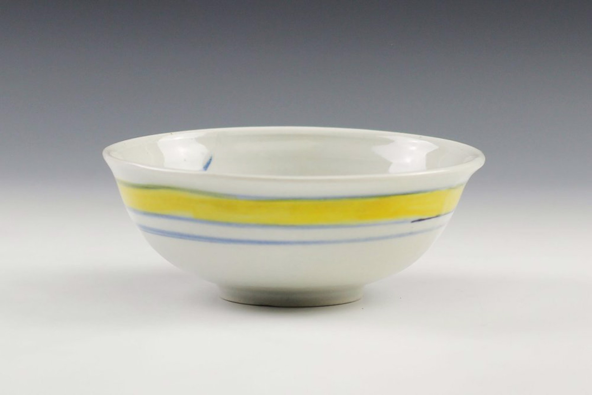 Yellow and Blue Bird Rice Bowl by Glynnis Lessing